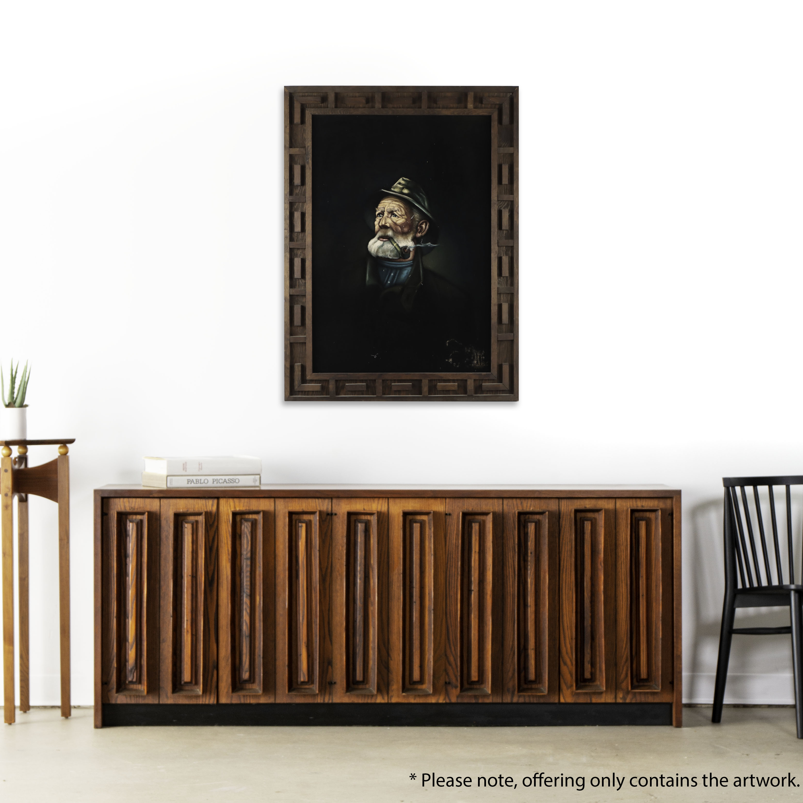 Portrait of Fisherman Acrylic Painting on Velvet