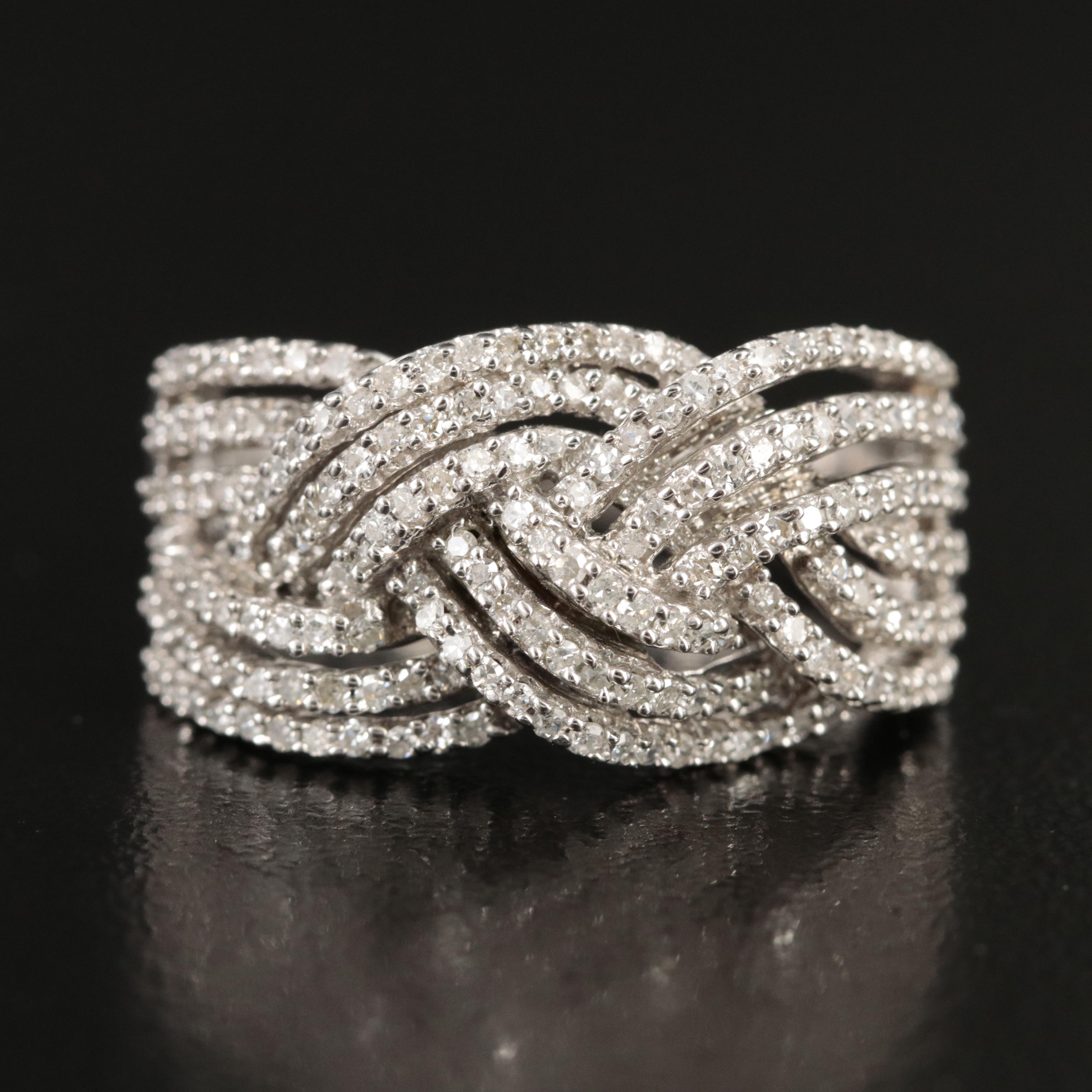 Sterling Diamond Braided Ring