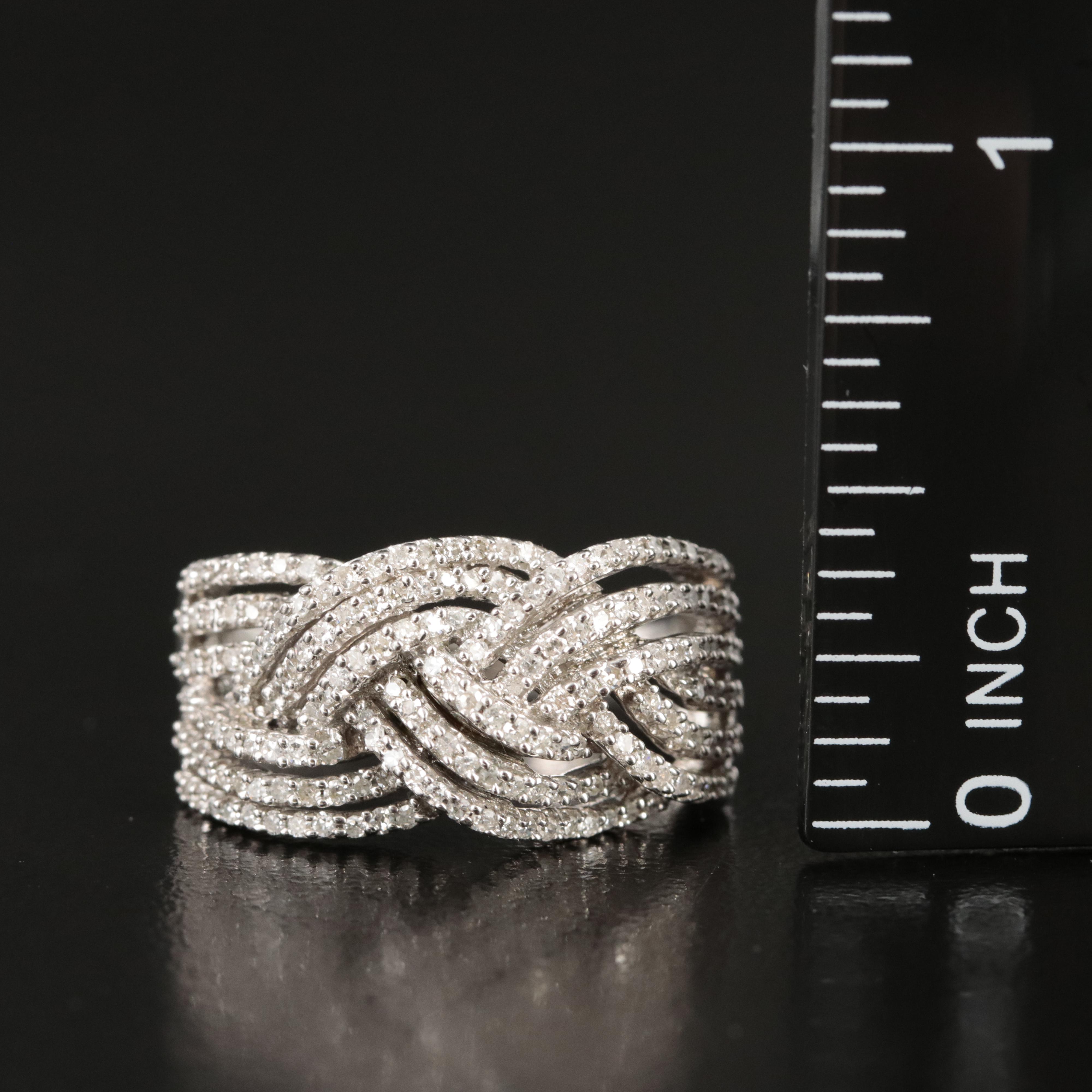 Sterling Diamond Braided Ring