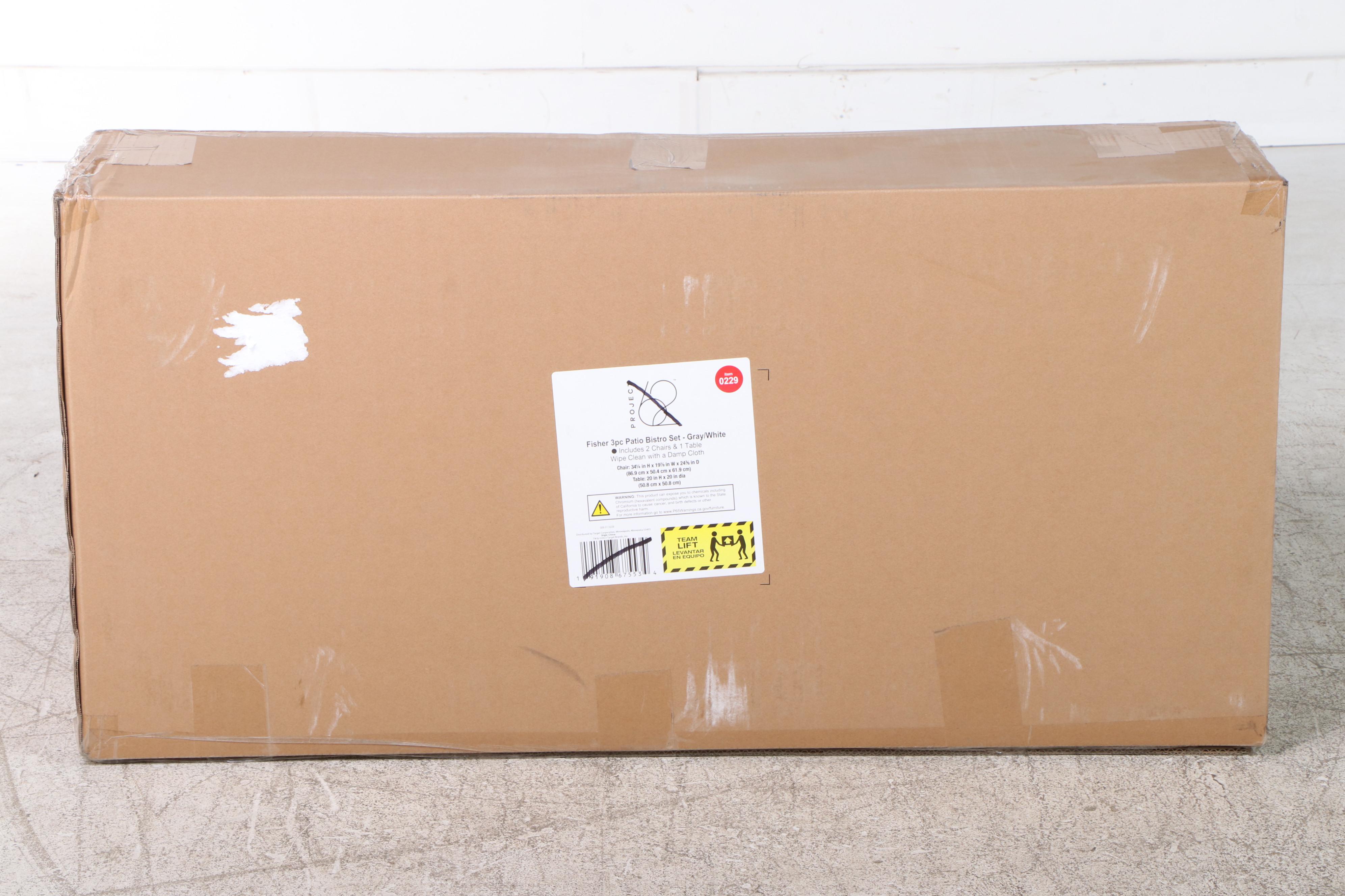 Project 62 Fisher Gray and White Three-Piece Foldable Patio Bistro Set