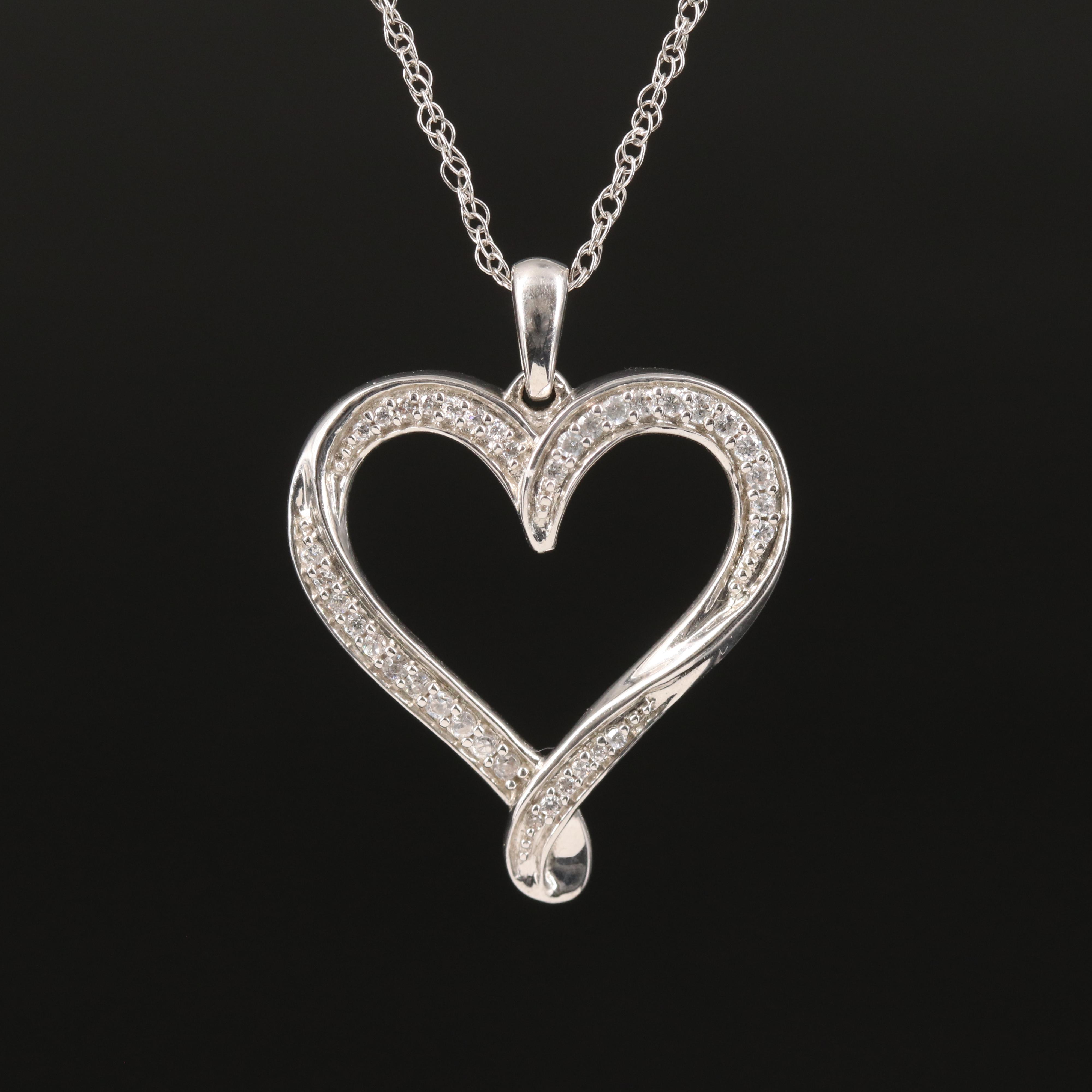 Sterling Cubic Zirconia Heart Necklace