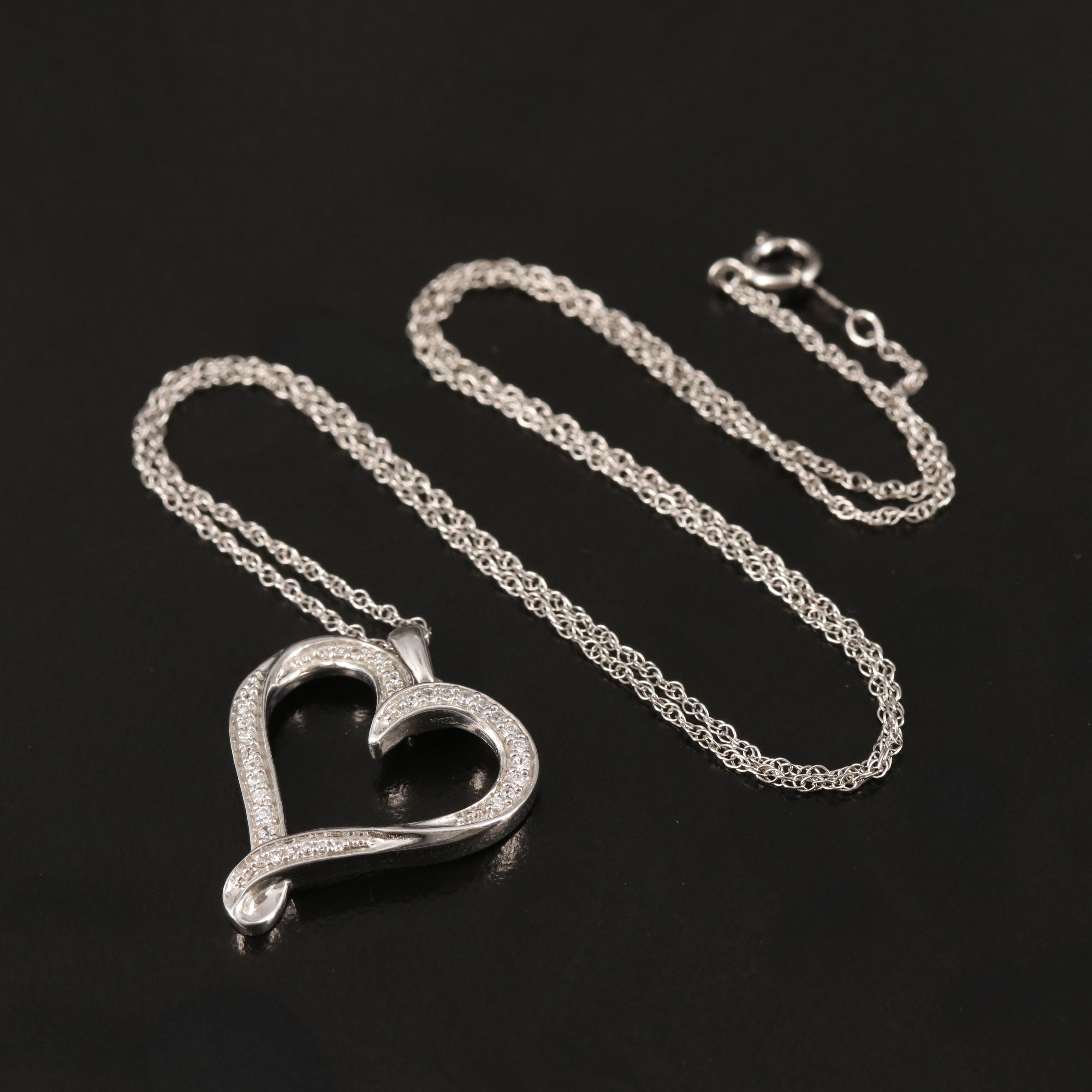 Sterling Cubic Zirconia Heart Necklace