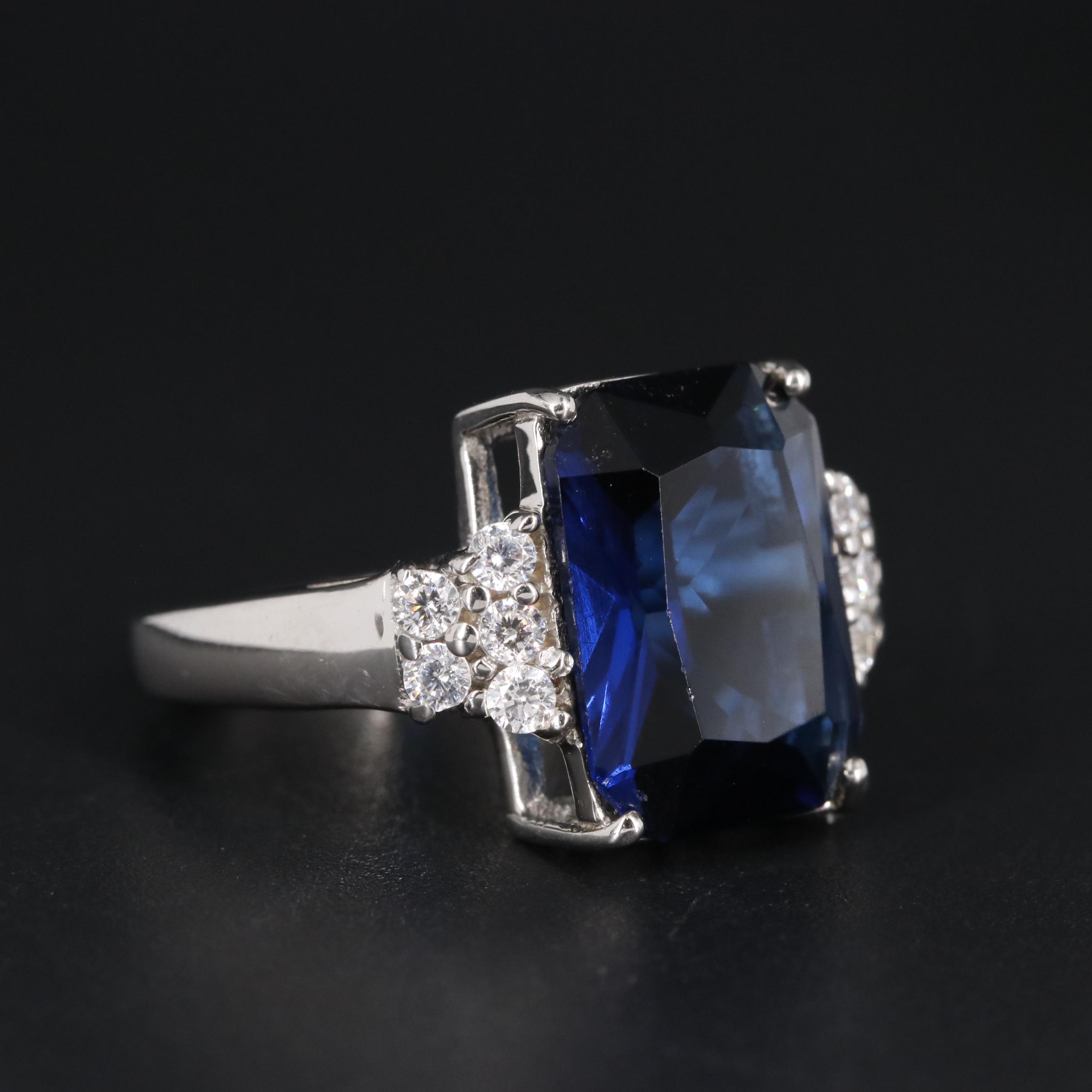 Sterling Imitation Gemstone and Cubic Zirconia Ring