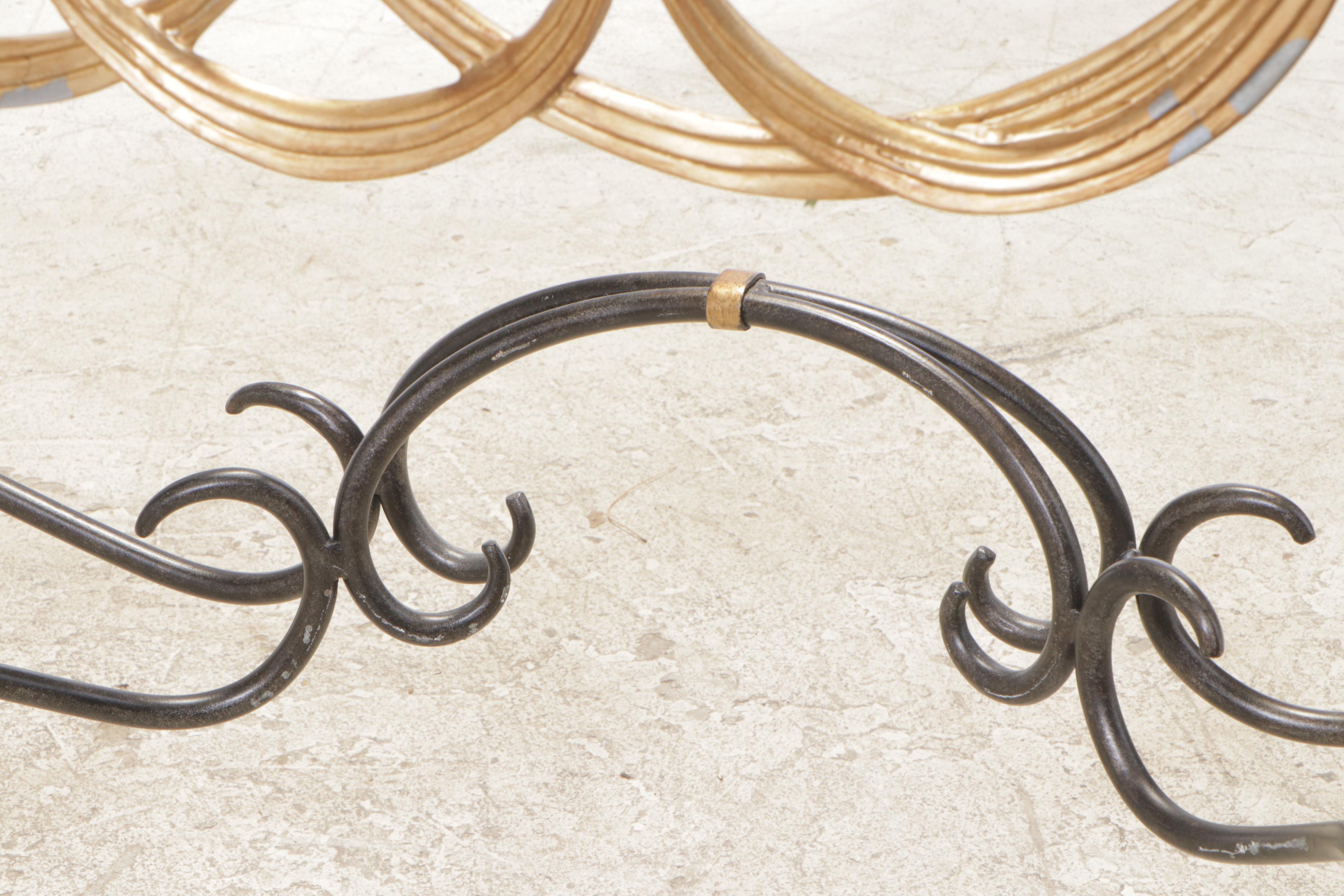 Wrought Iron, Parcel-Gilt and Beveled Glass Console Table