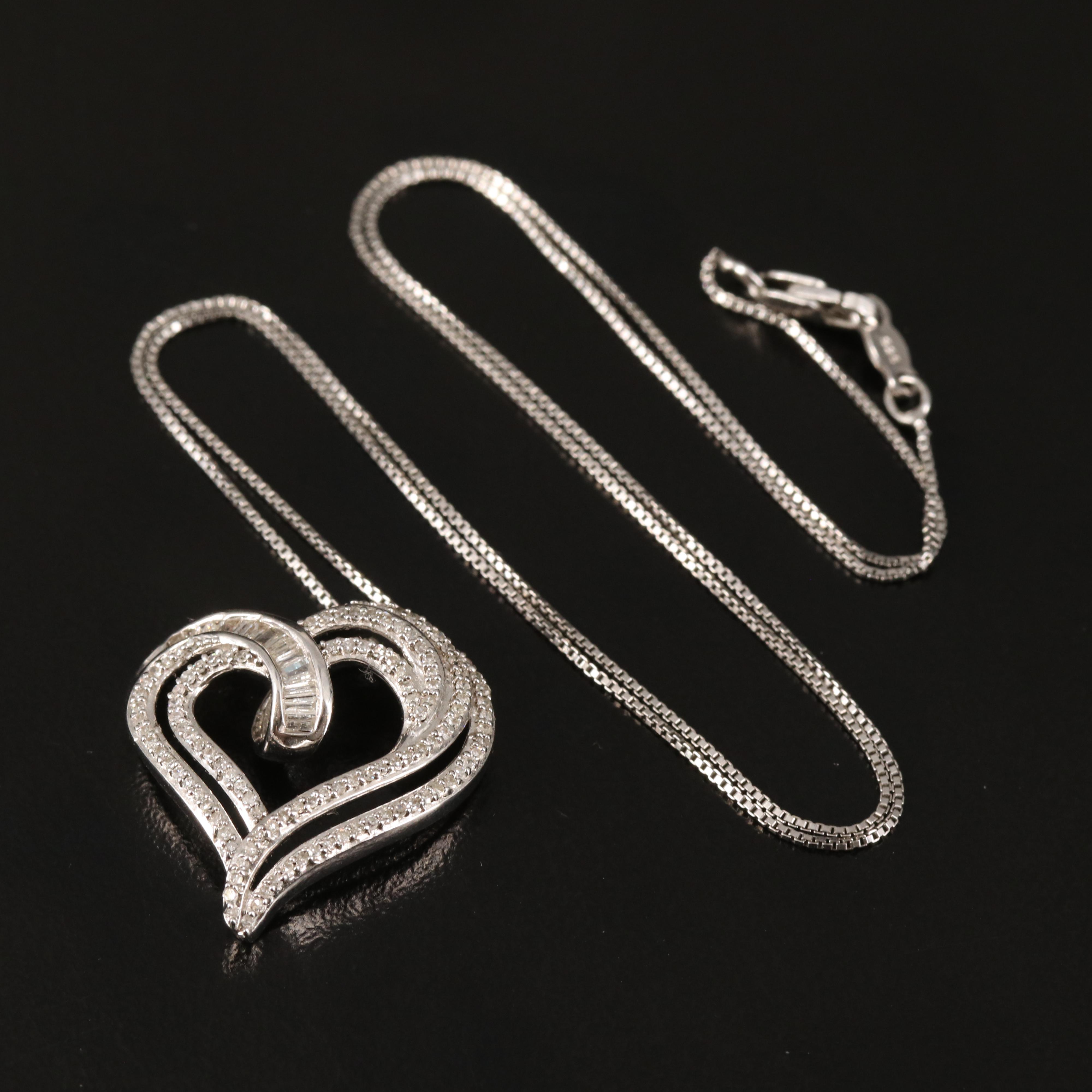 Sterling Diamond Heart Necklace
