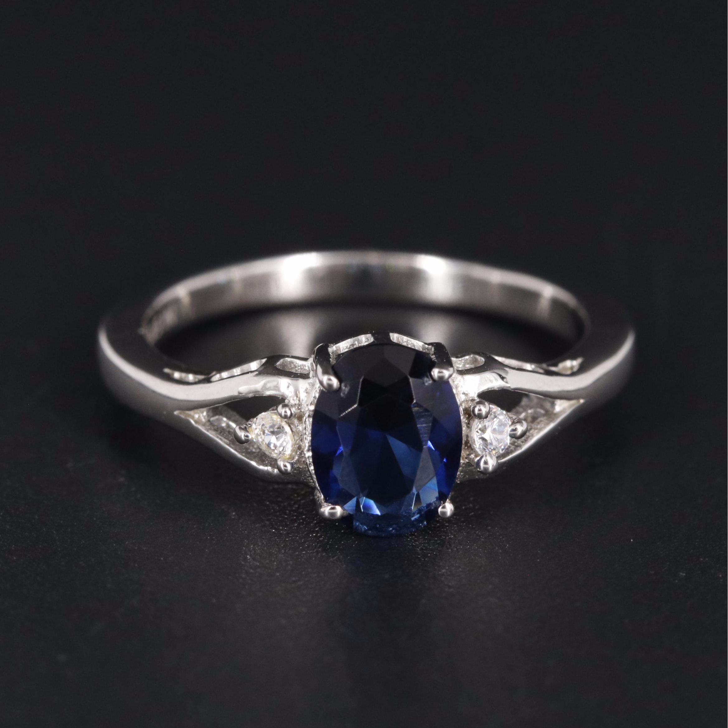 Sterling Imitation Gemstone ad Cubic Zirconia Ring