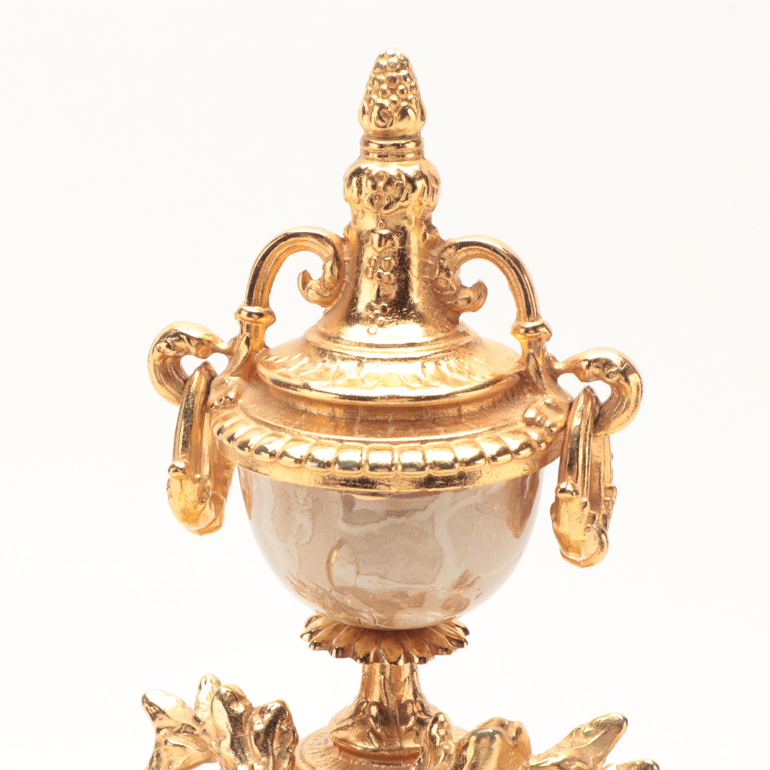 Franz Hermle French Empire Style Gilt Metal Mantel Clock, 20th Century