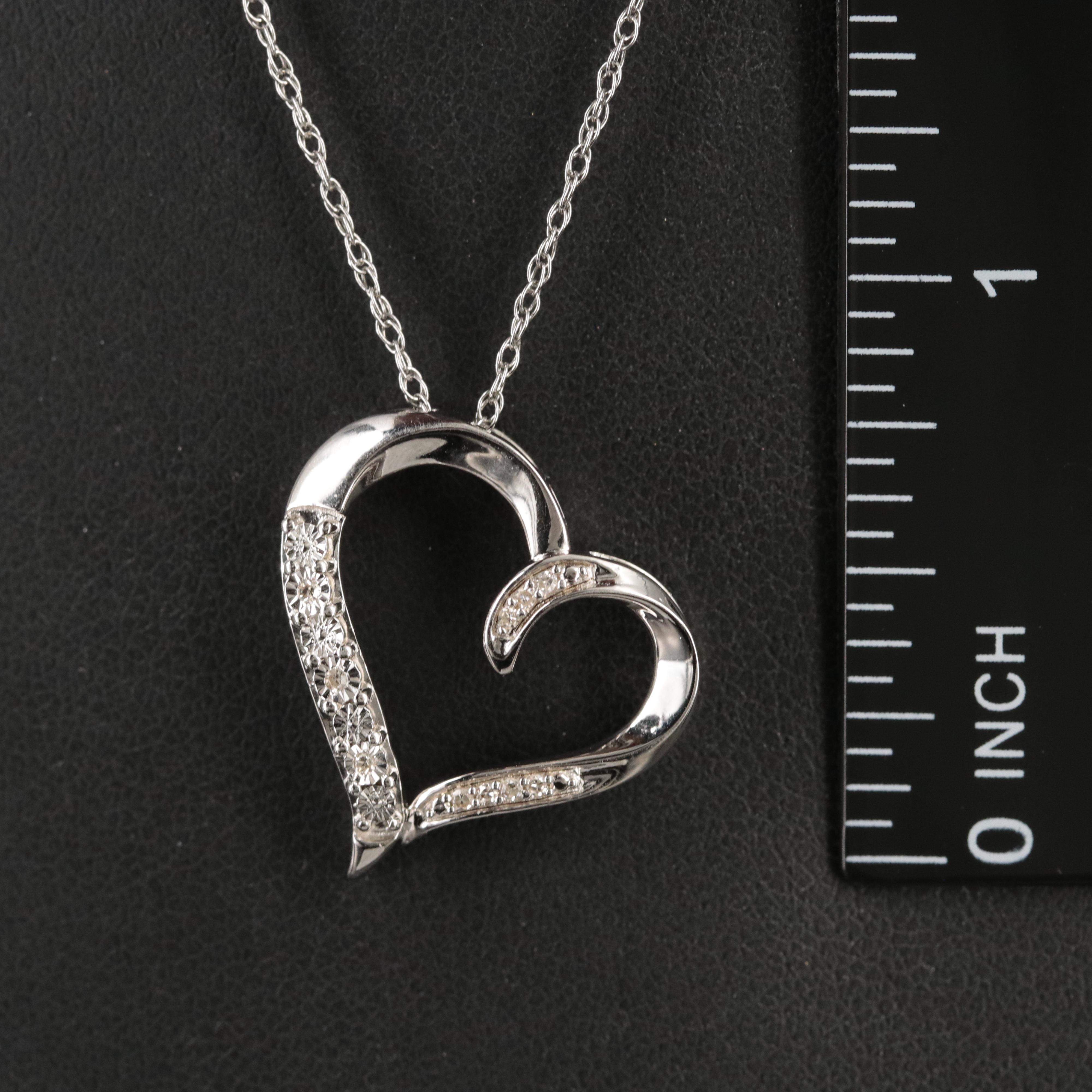 Sterling Diamond Heart Pendant Necklace