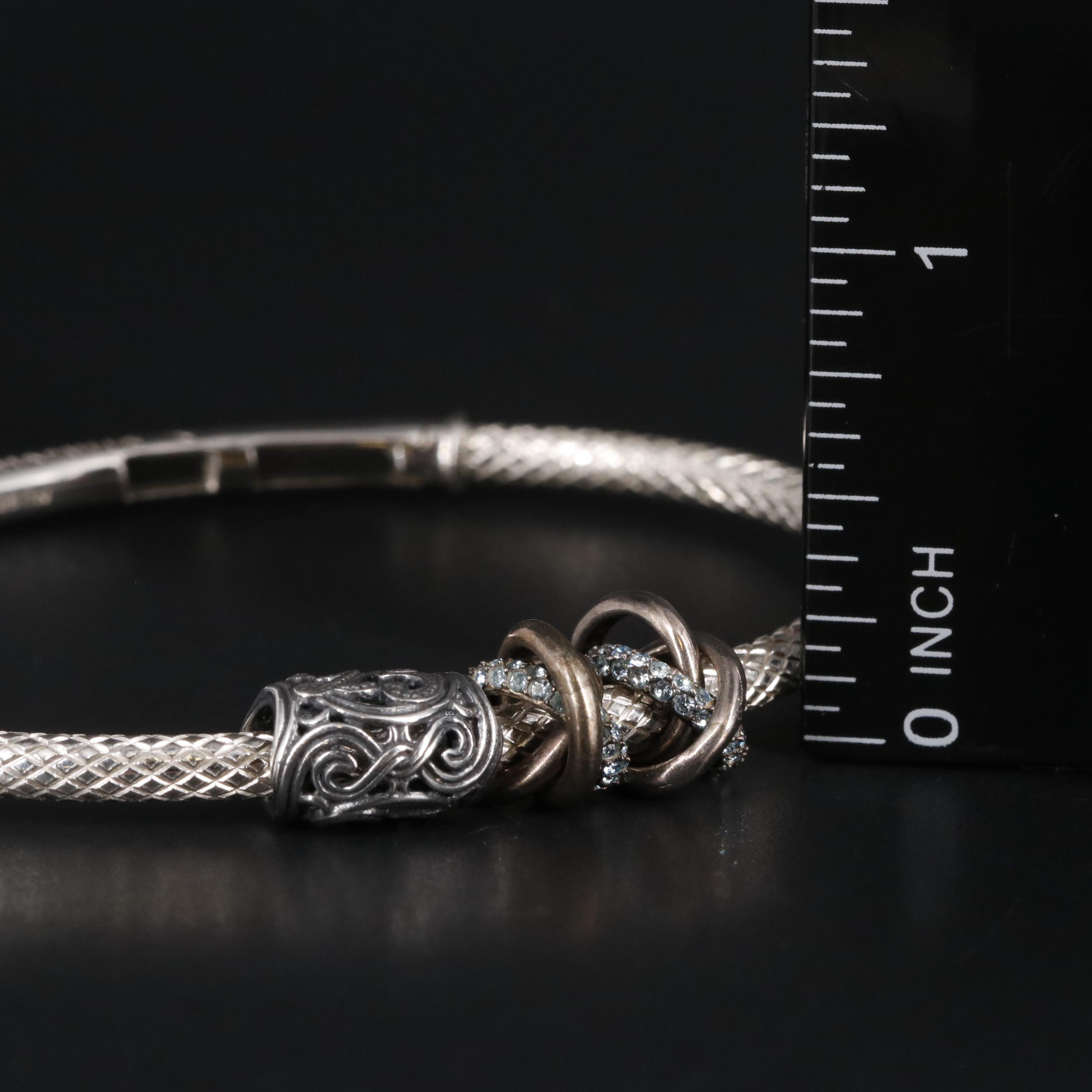 Sterling Bangle Bracelet Featuring "25" and Other Sterling Charms