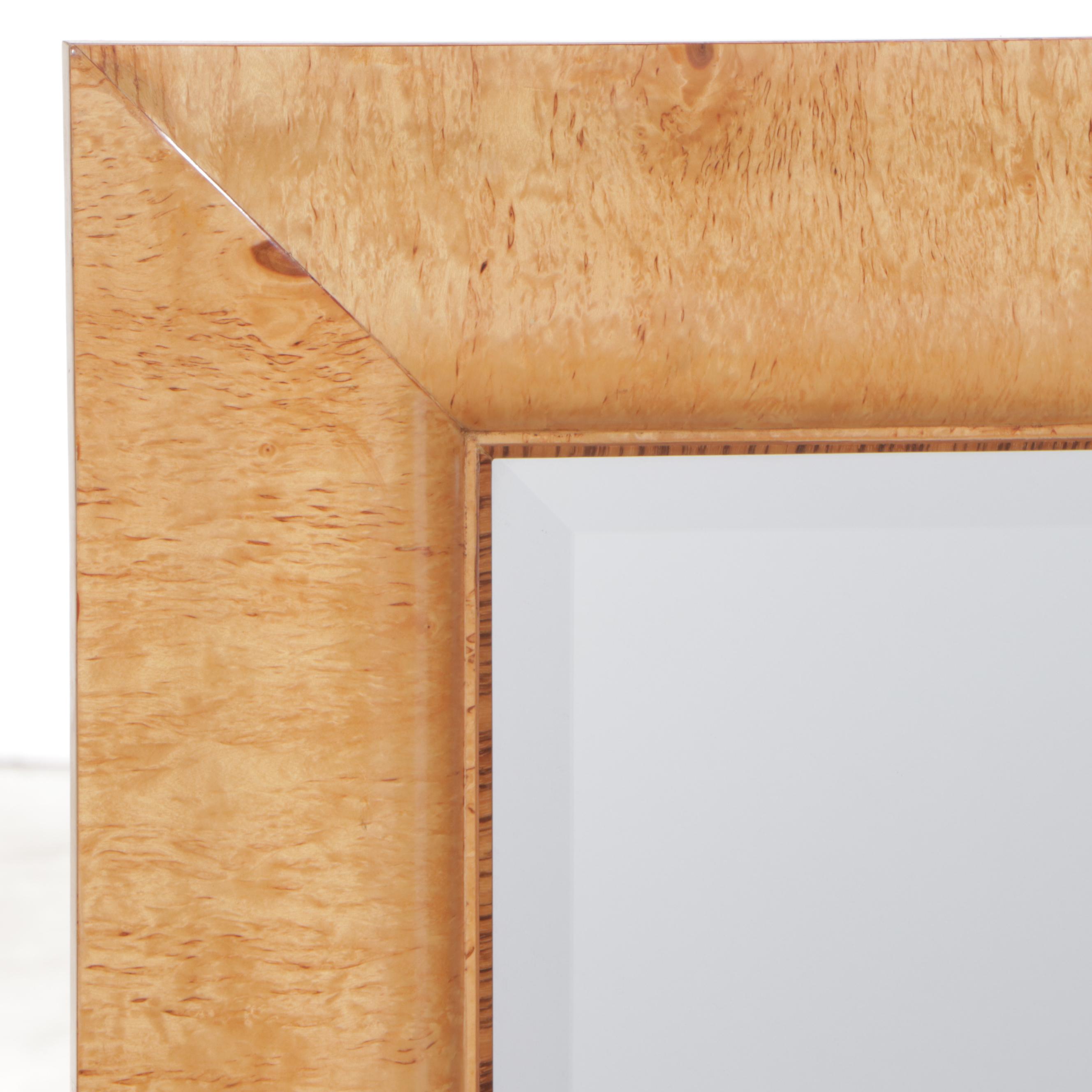 Thomasville "Bogart Luxe" Art Deco Style Burl Wood Chest with Wall Mirror