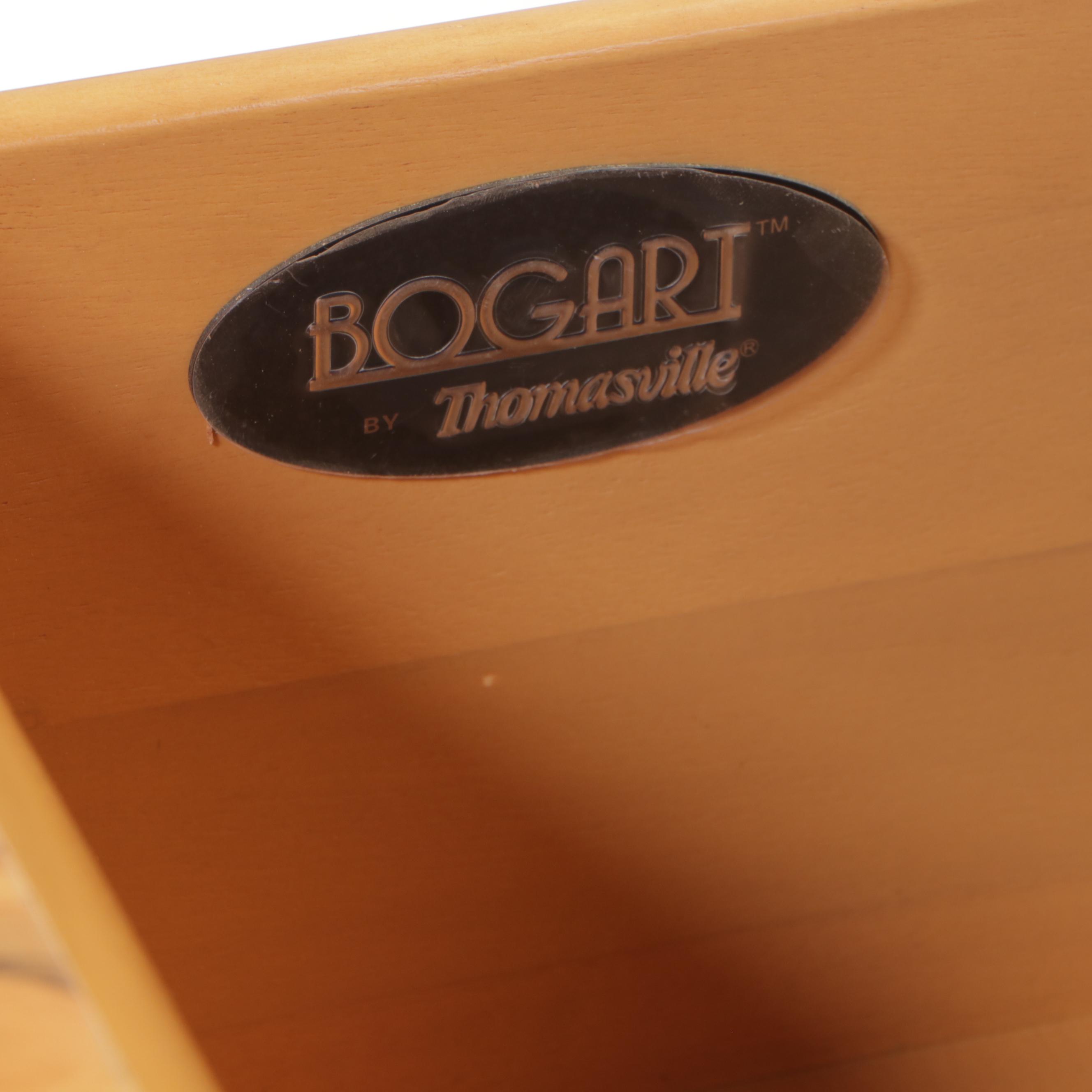 Thomasville "Bogart Luxe" Art Deco Style Burl Wood Chest with Wall Mirror