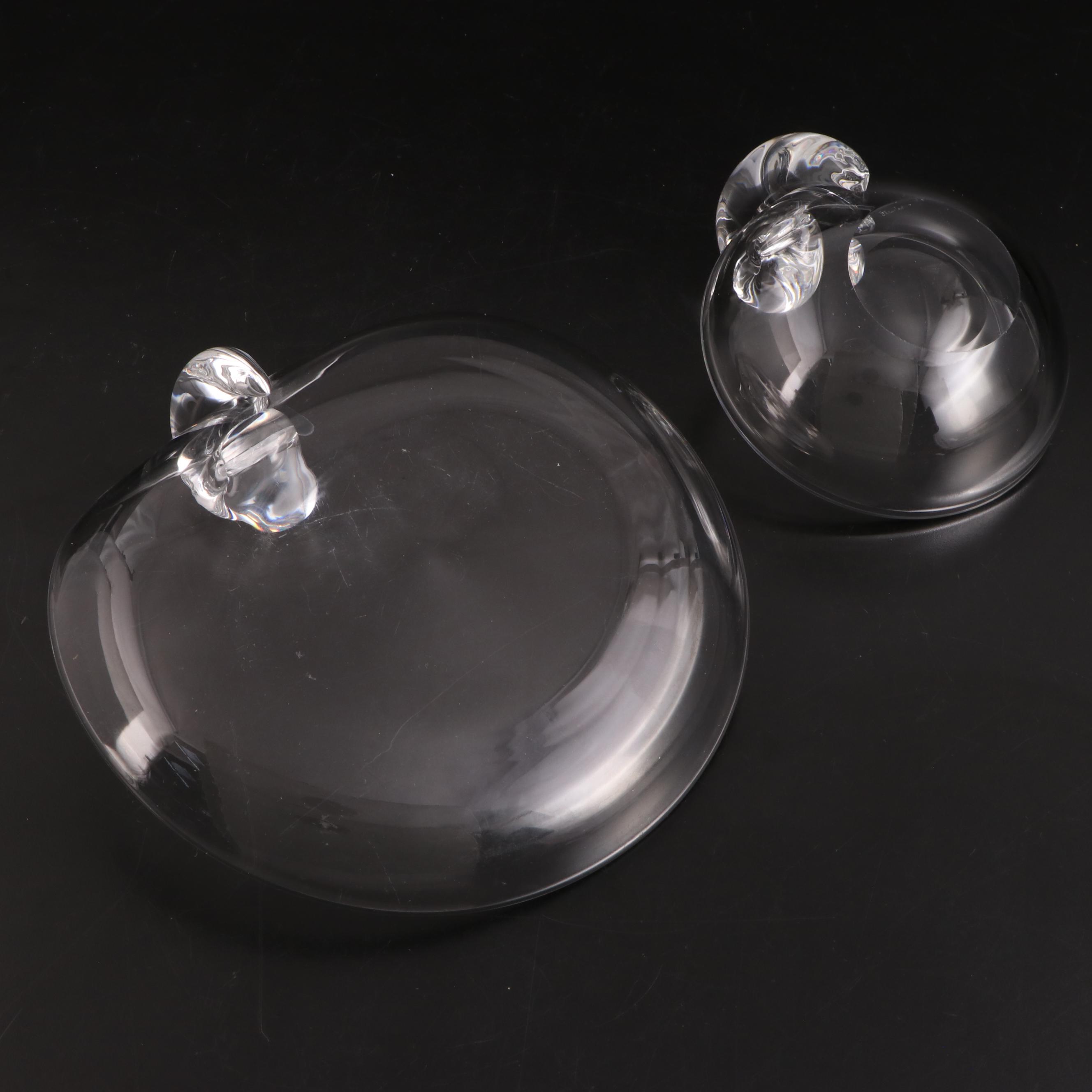 Steuben Art Glass Scroll-Footed Bowl with Scroll Handle Dishes