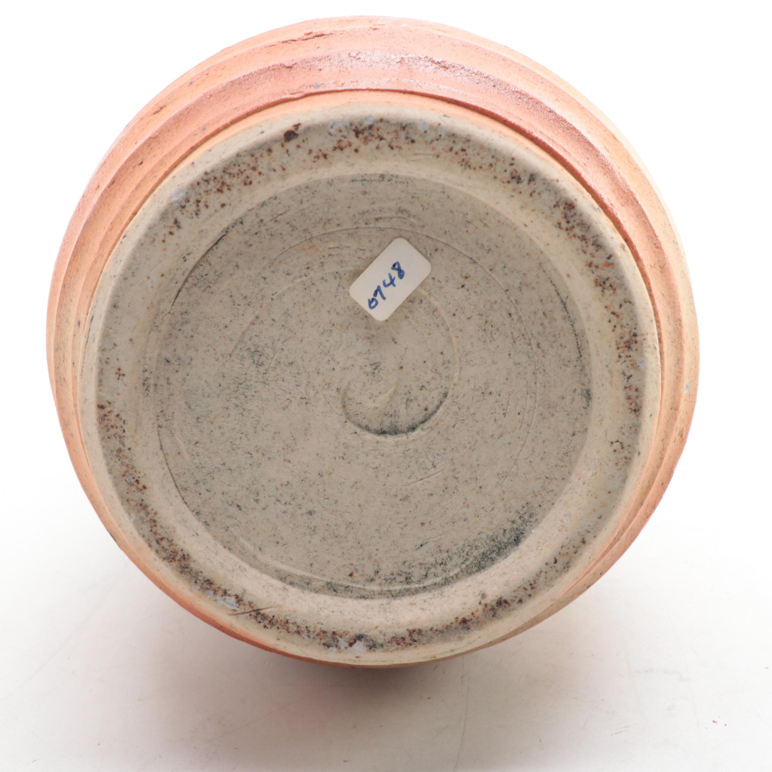 Japanese Sumida Gawa Pottery Vases and Brush Cup