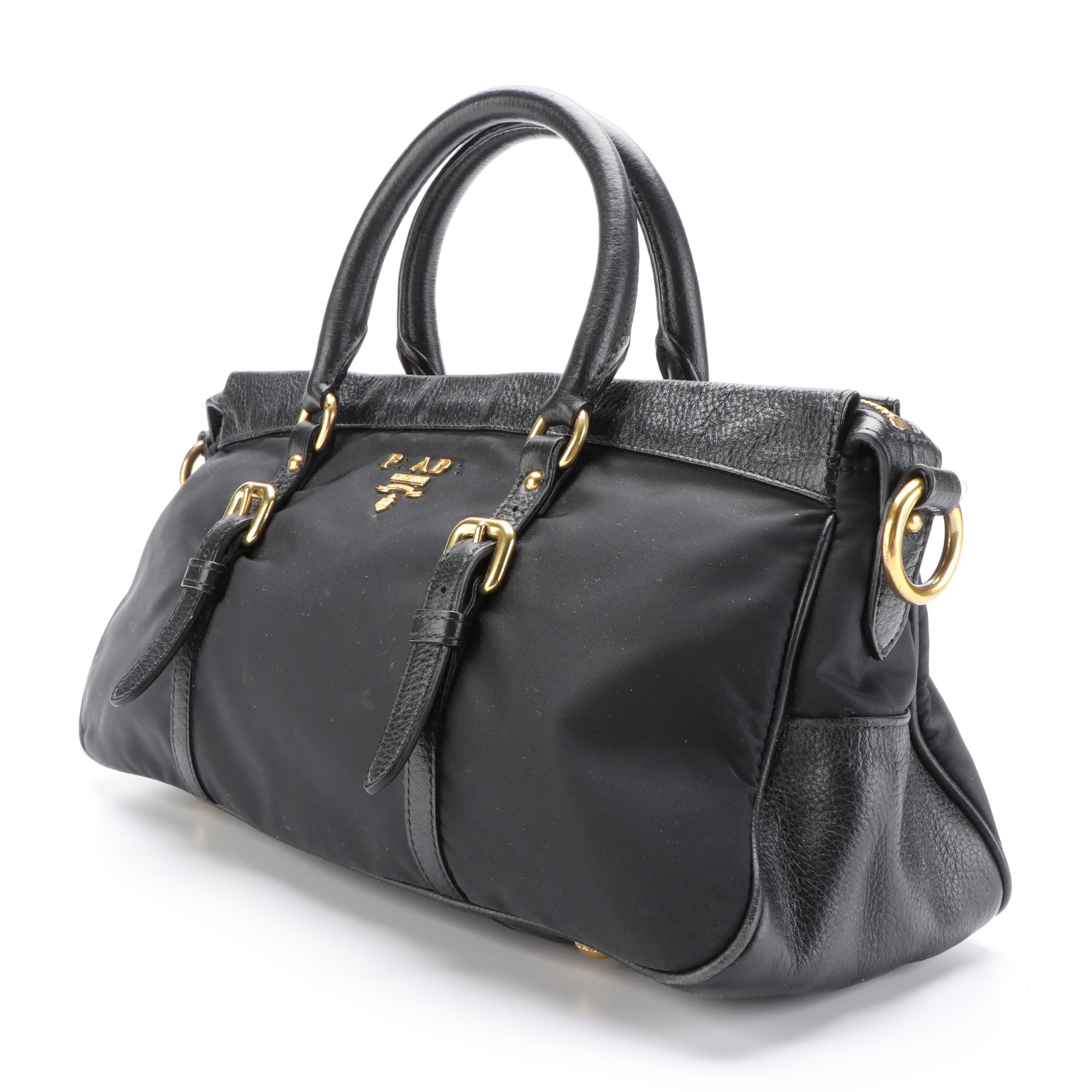 Prada Tessuto Tote Bag in Nylon and Leather Trim