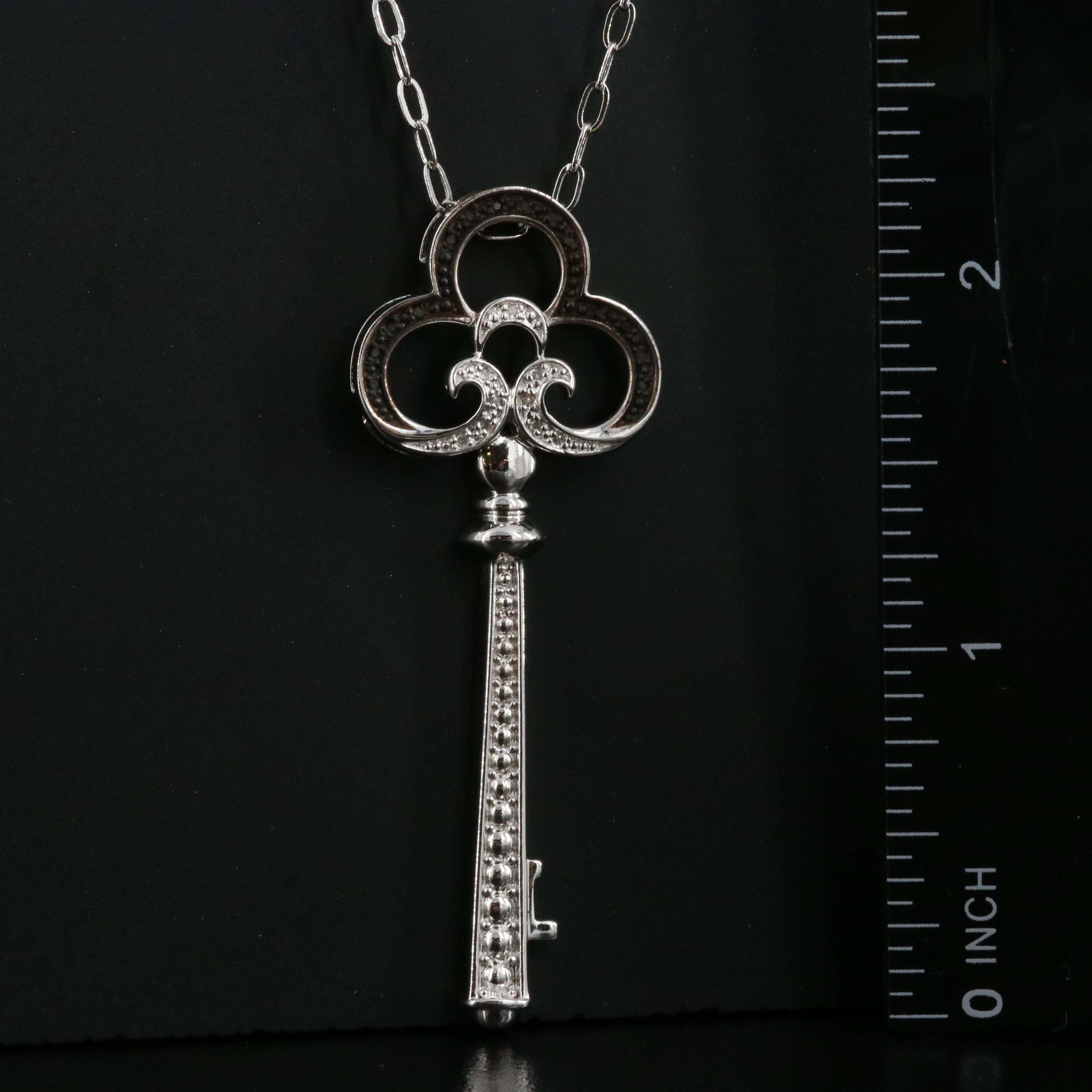 Sterling Diamond Key Pendant Necklace
