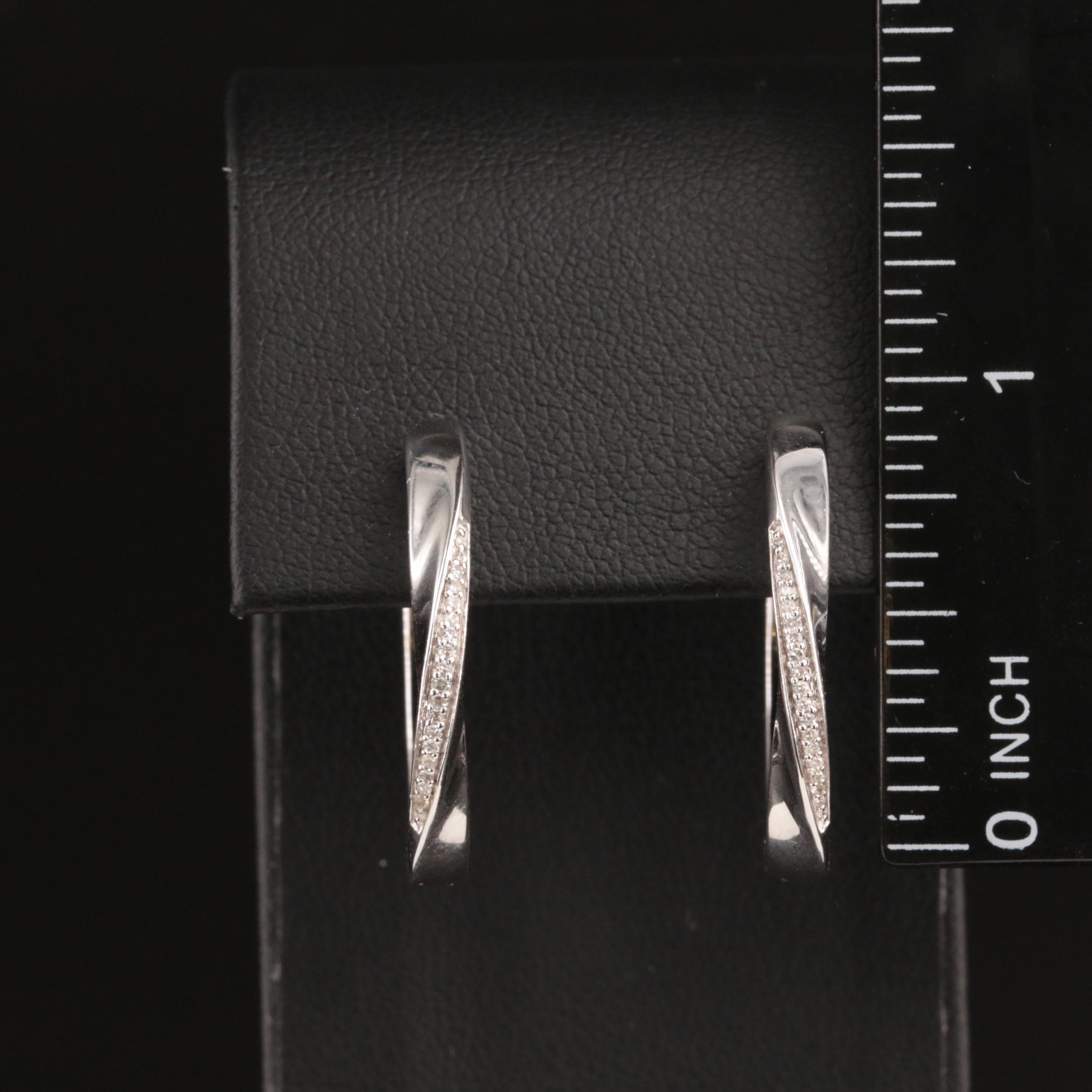 Sterling Diamond Hoop Earrings