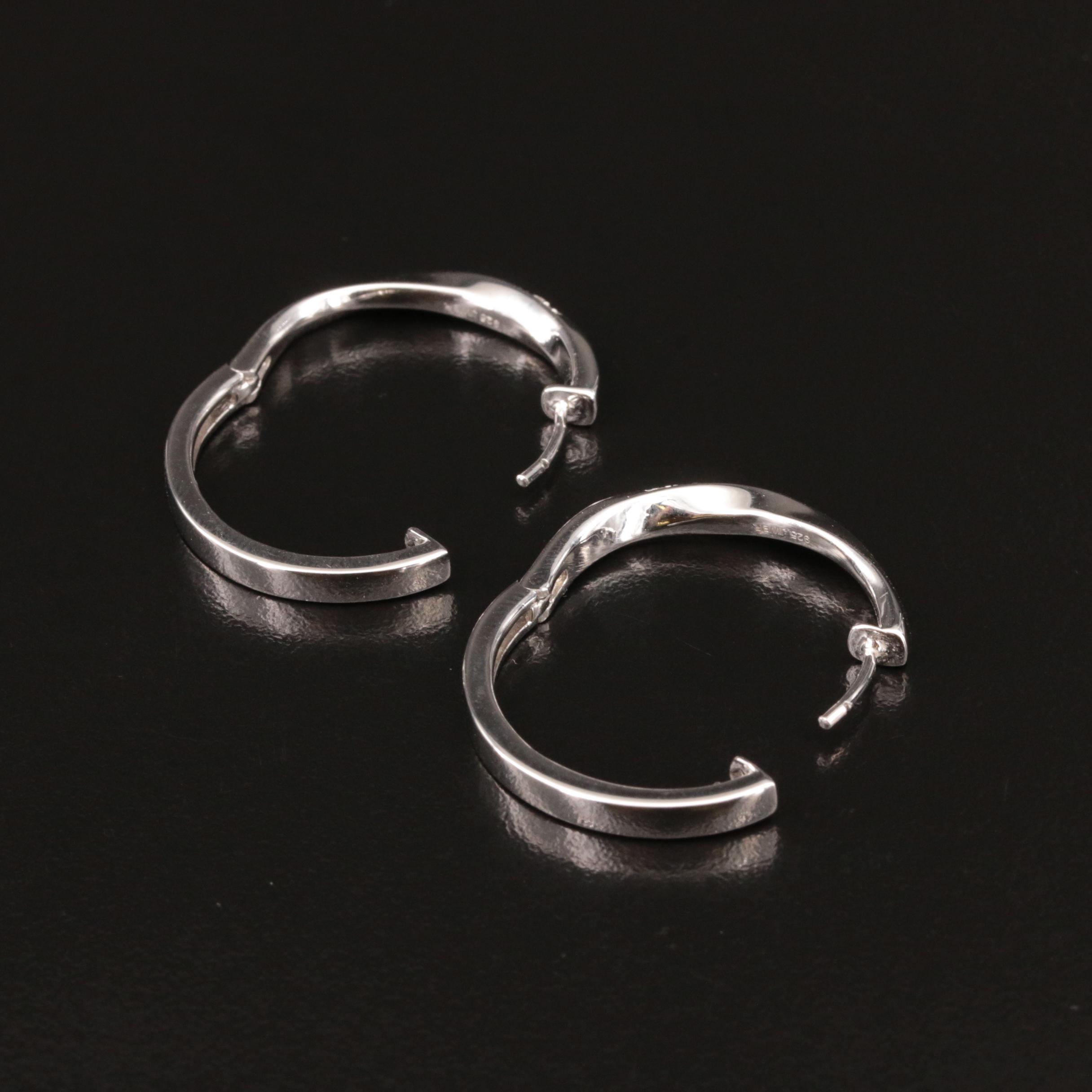 Sterling Diamond Hoop Earrings
