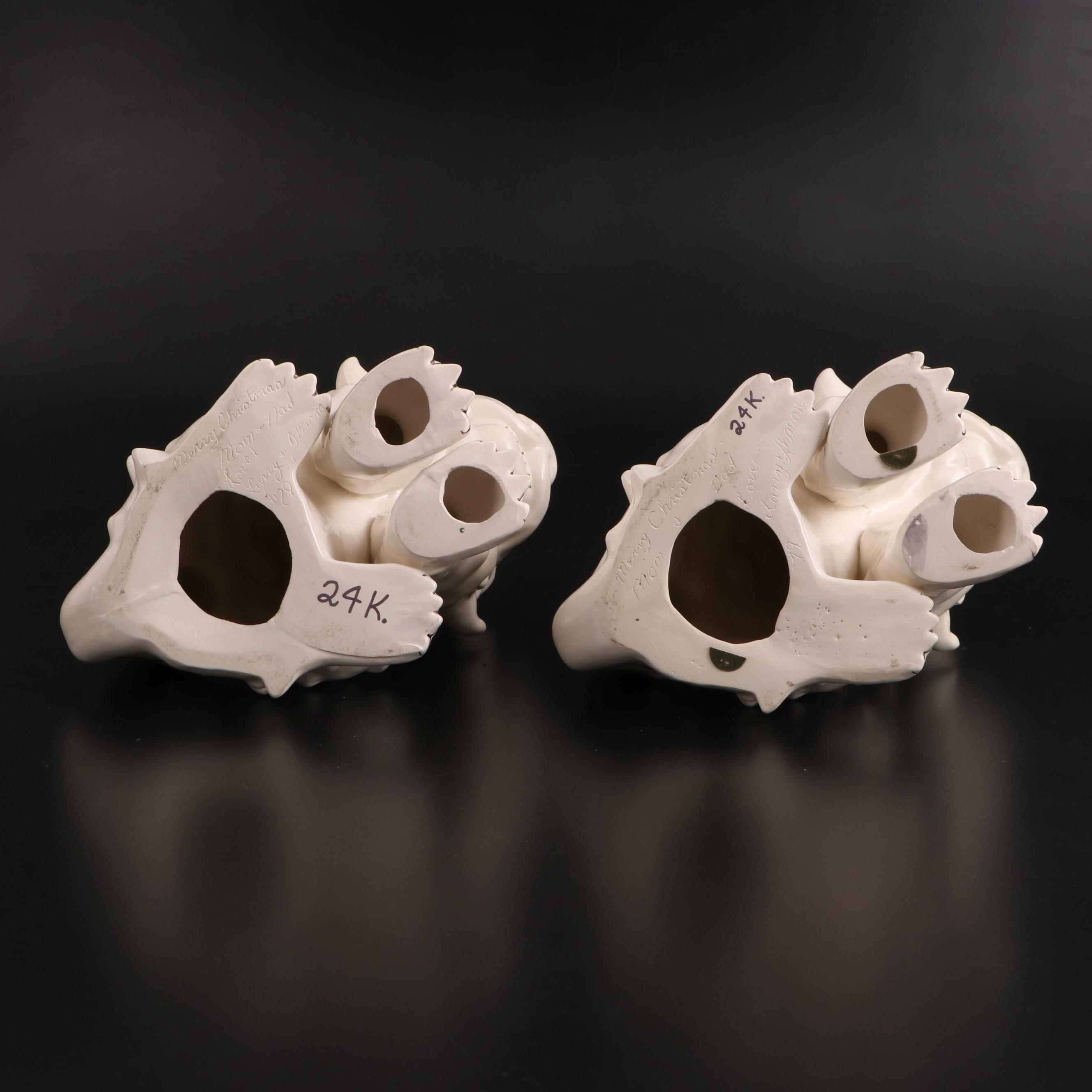 Pair of Chinese Style Glazed and Gilt Ceramic Guardian Lions / Shishi