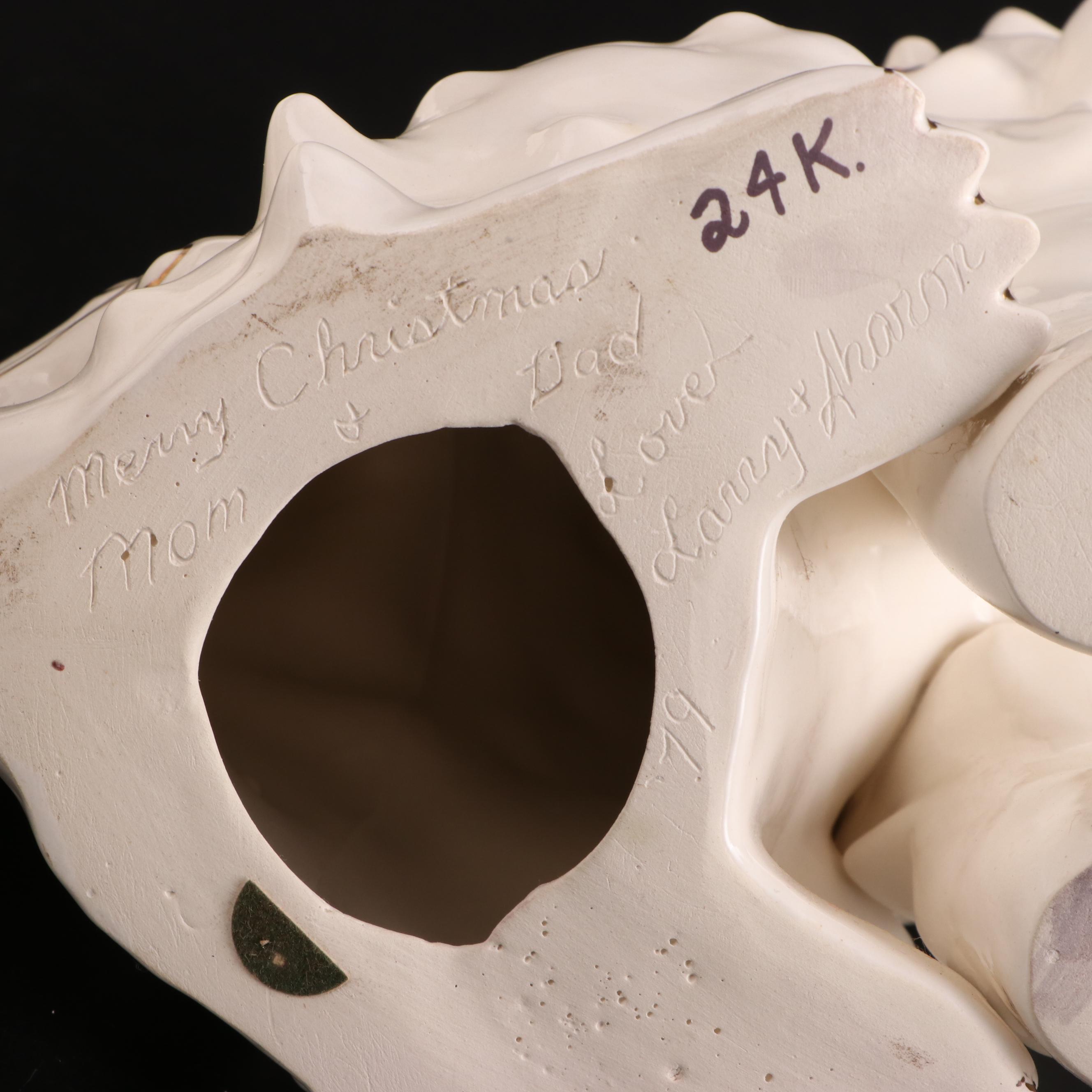 Pair of Chinese Style Glazed and Gilt Ceramic Guardian Lions / Shishi