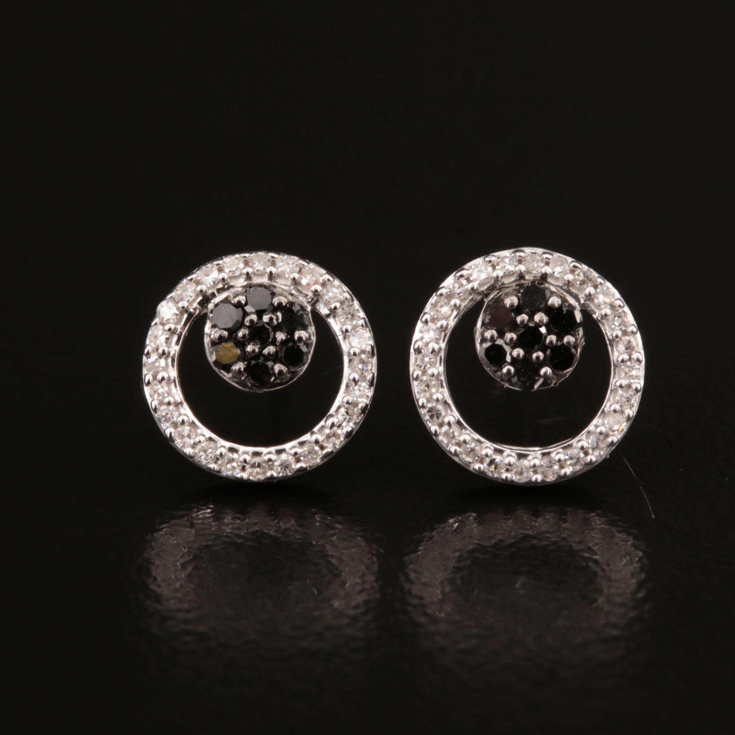 Sterling Diamond Eccentric Circle Earrings