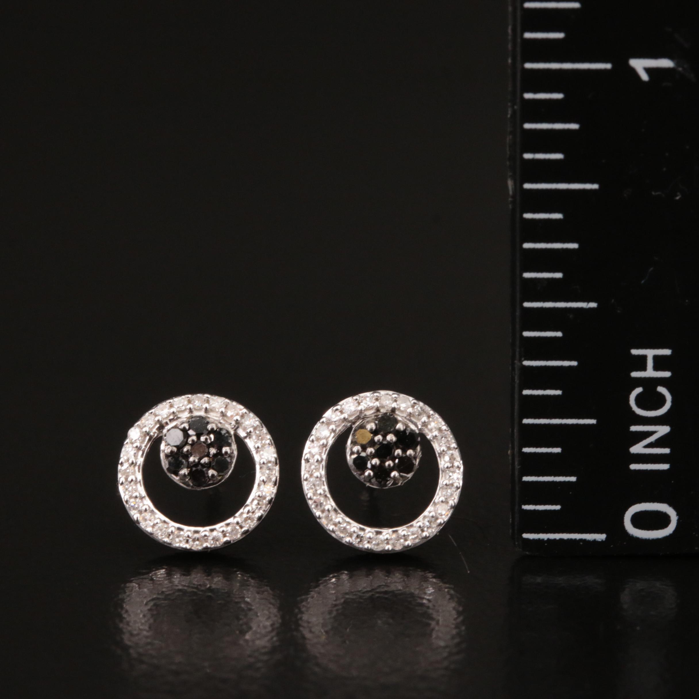Sterling Diamond Eccentric Circle Earrings
