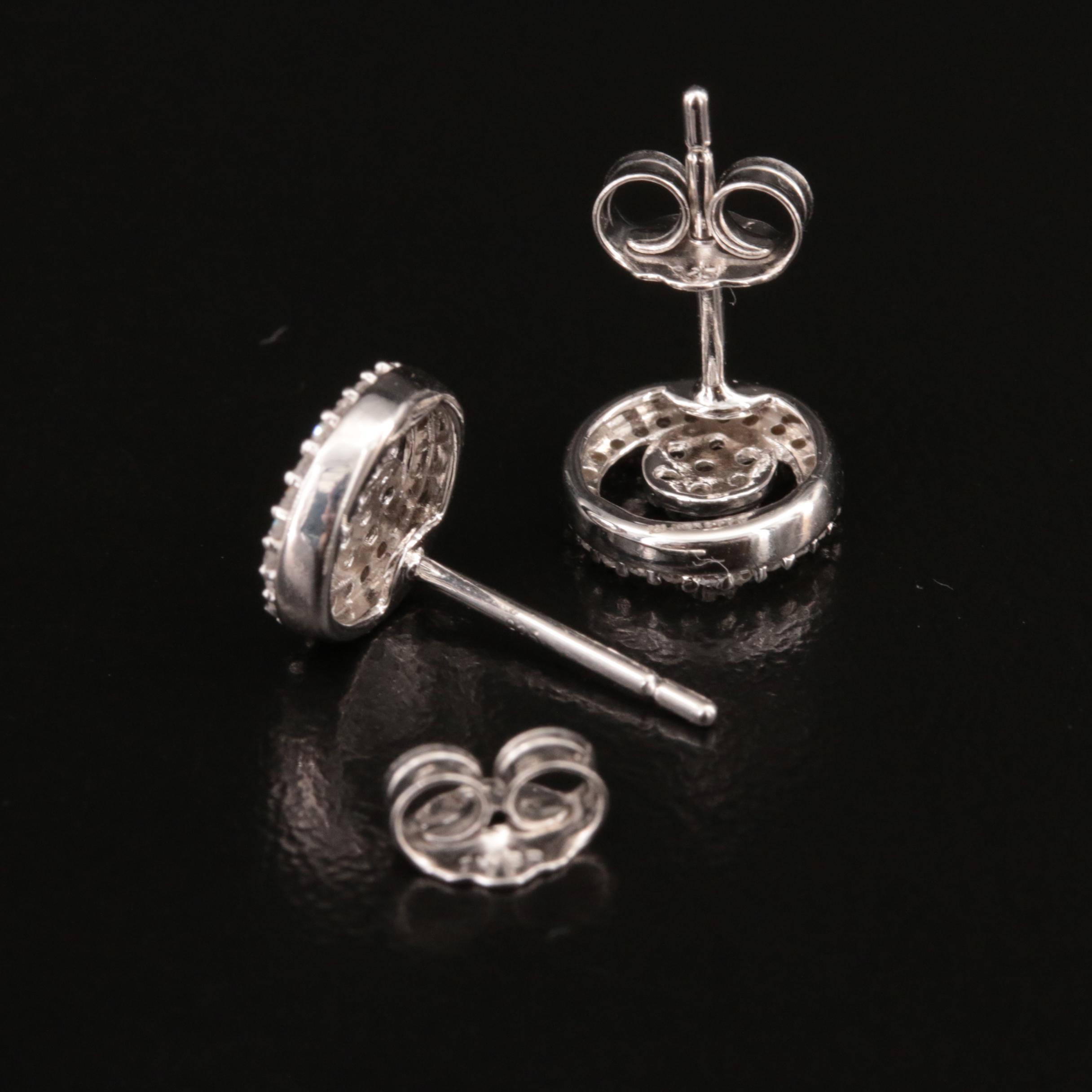 Sterling Diamond Eccentric Circle Earrings
