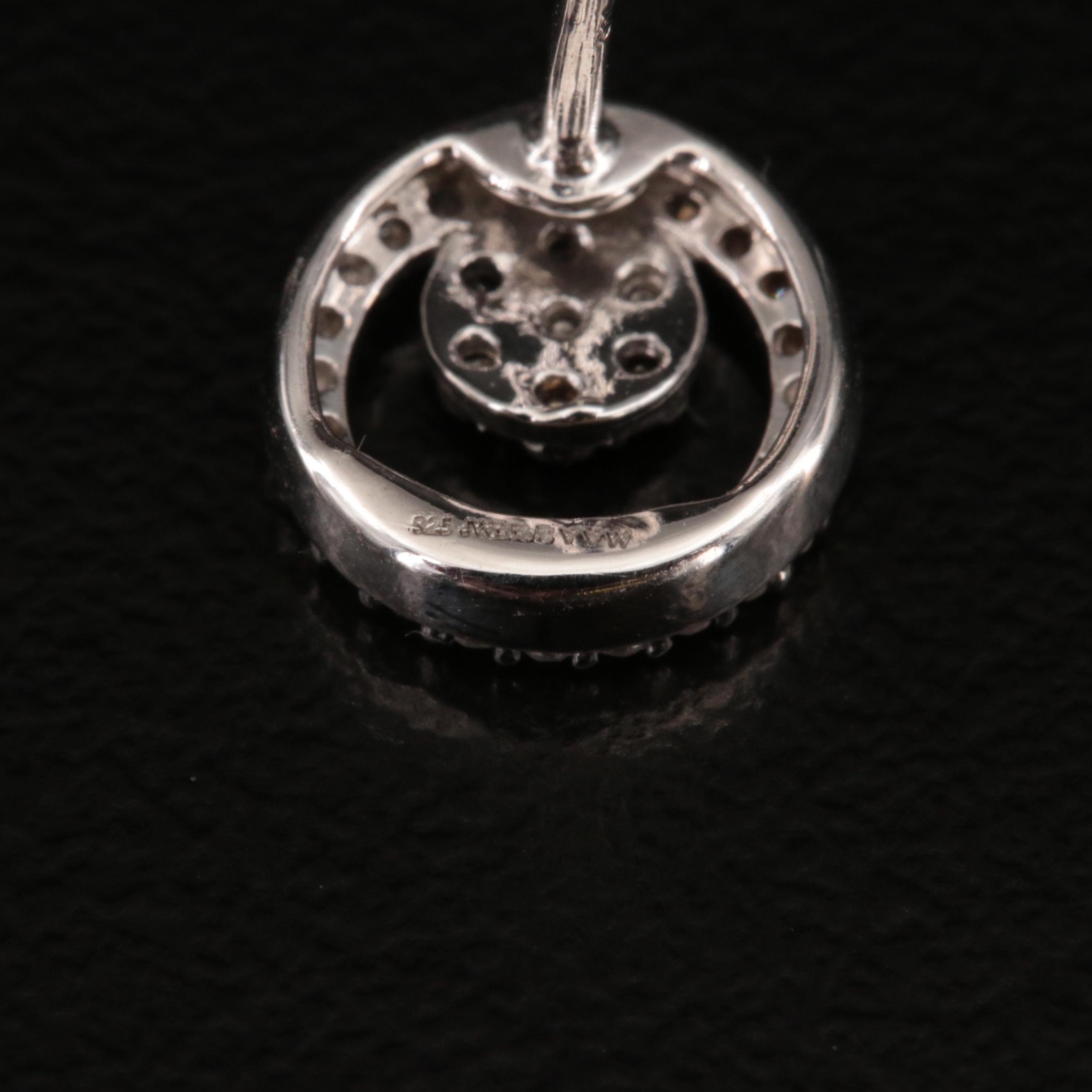 Sterling Diamond Eccentric Circle Earrings