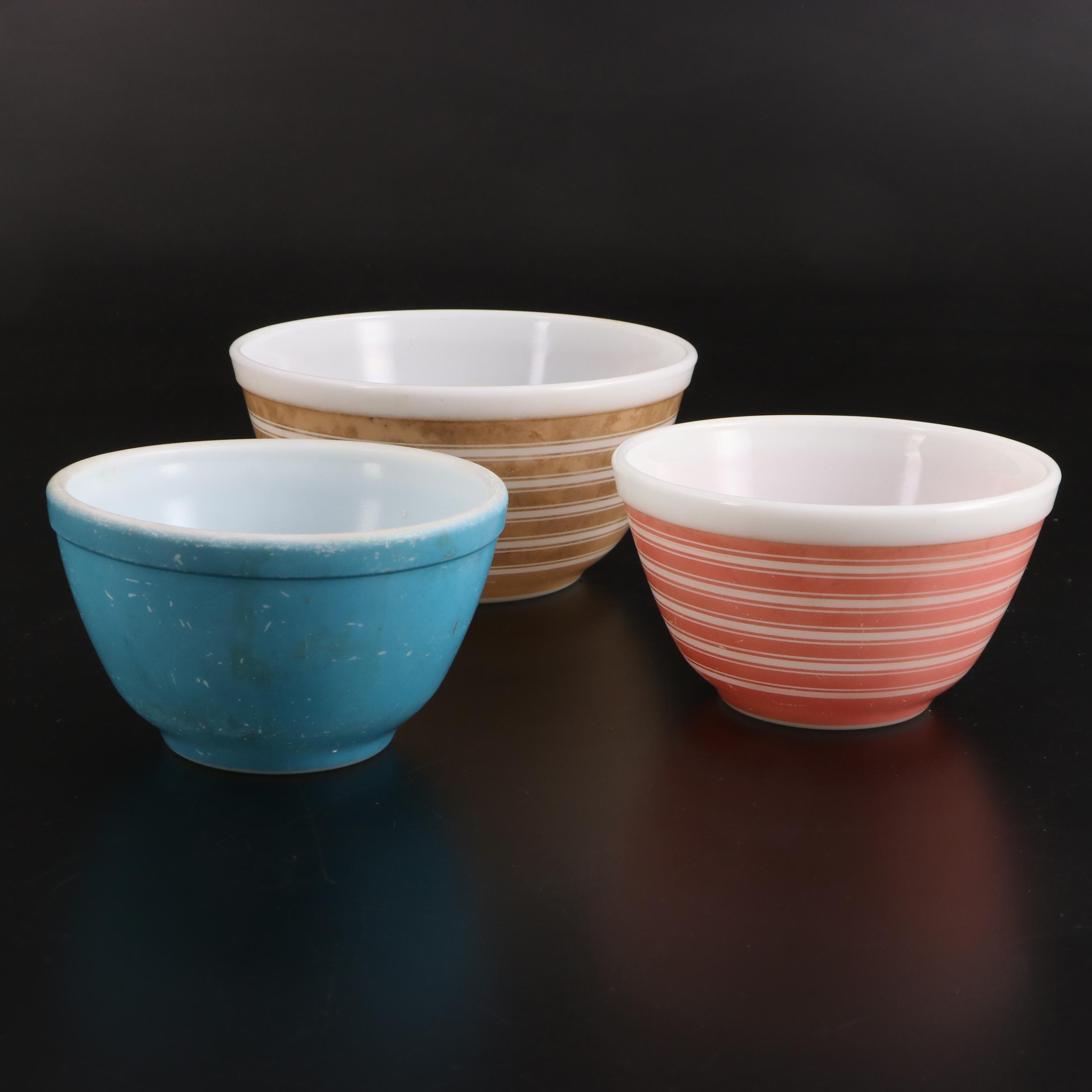 Pyrex and Anchor Hocking Bowls and Fridge Dishes with McKee Custard Cups