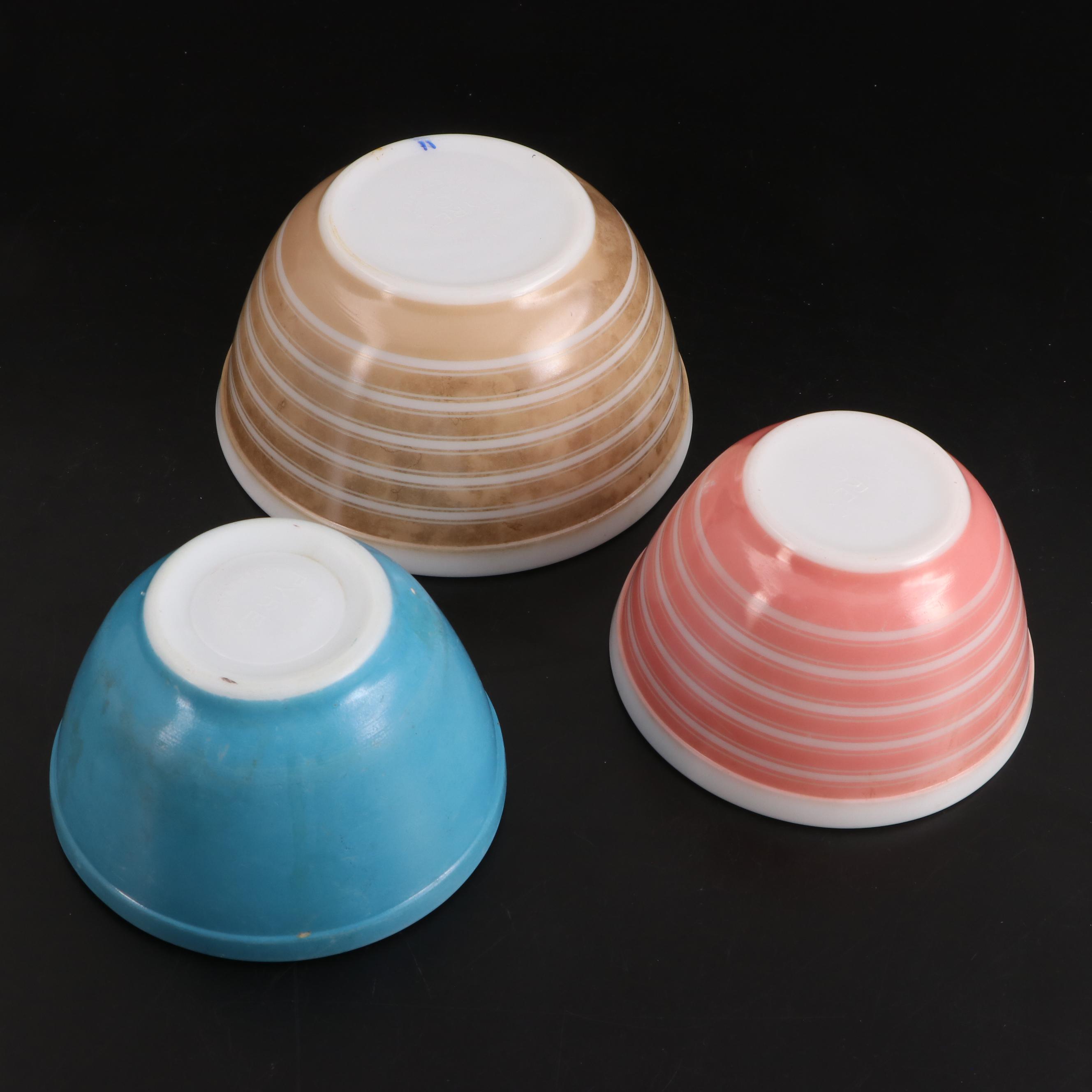 Pyrex and Anchor Hocking Bowls and Fridge Dishes with McKee Custard Cups