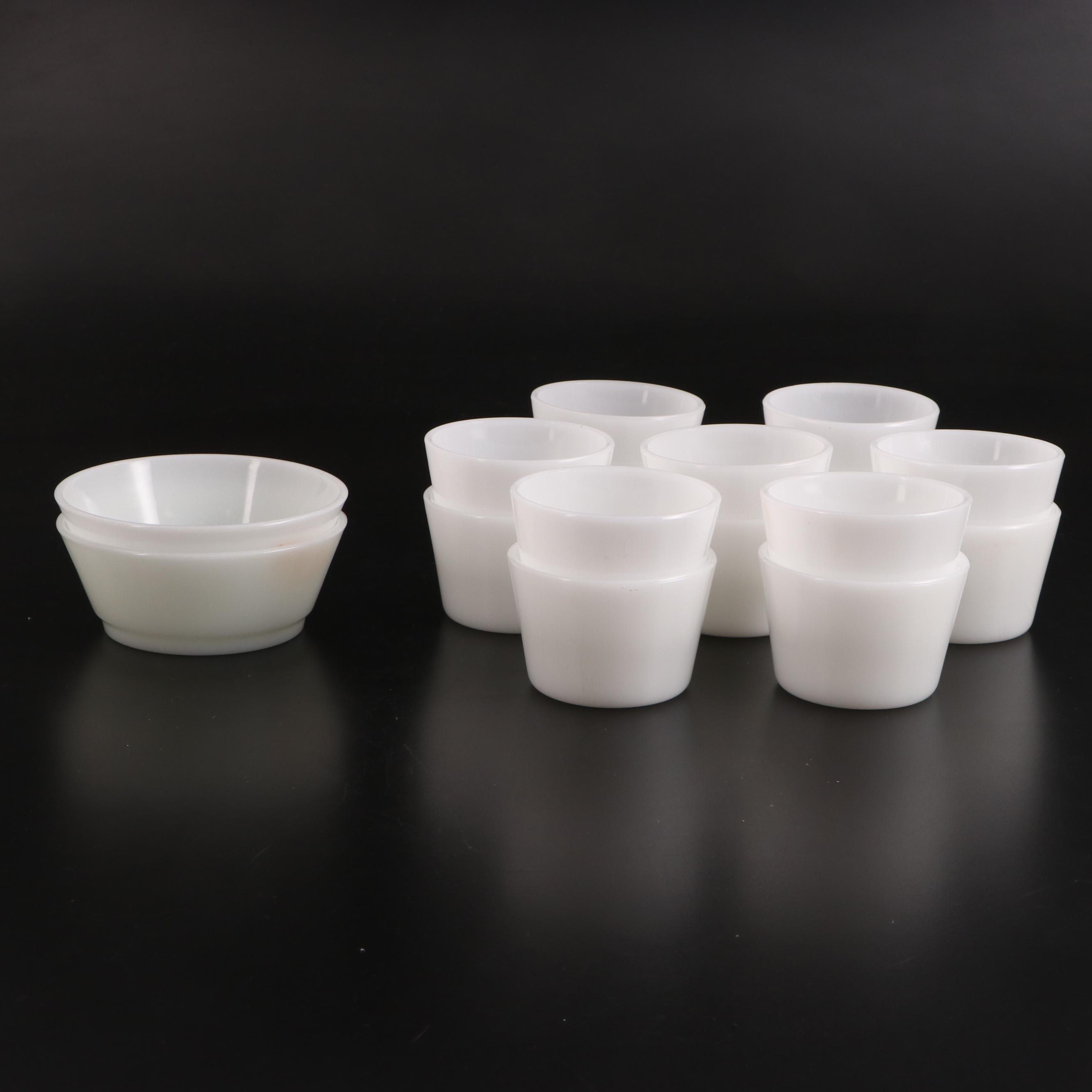 Pyrex and Anchor Hocking Bowls and Fridge Dishes with McKee Custard Cups