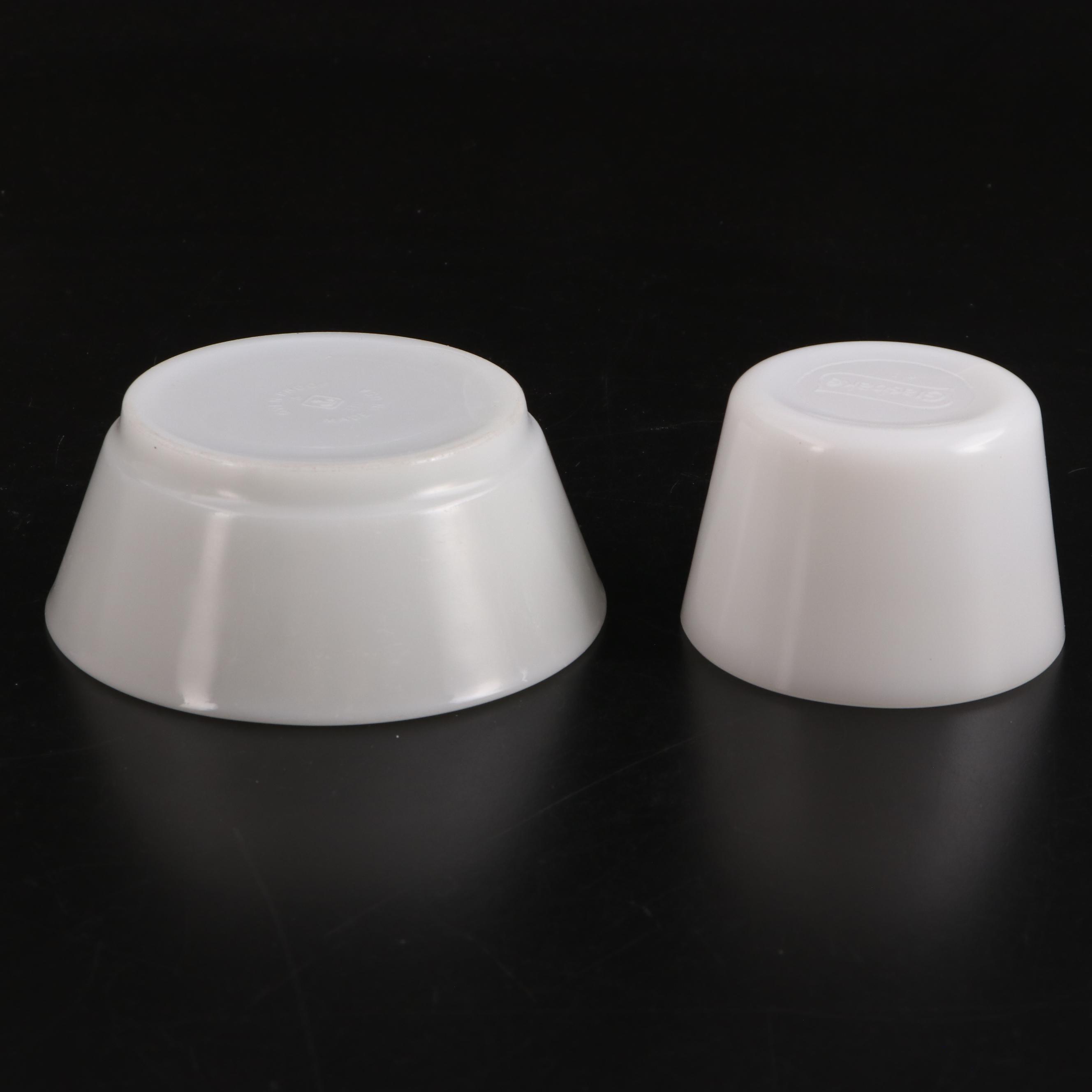 Pyrex and Anchor Hocking Bowls and Fridge Dishes with McKee Custard Cups