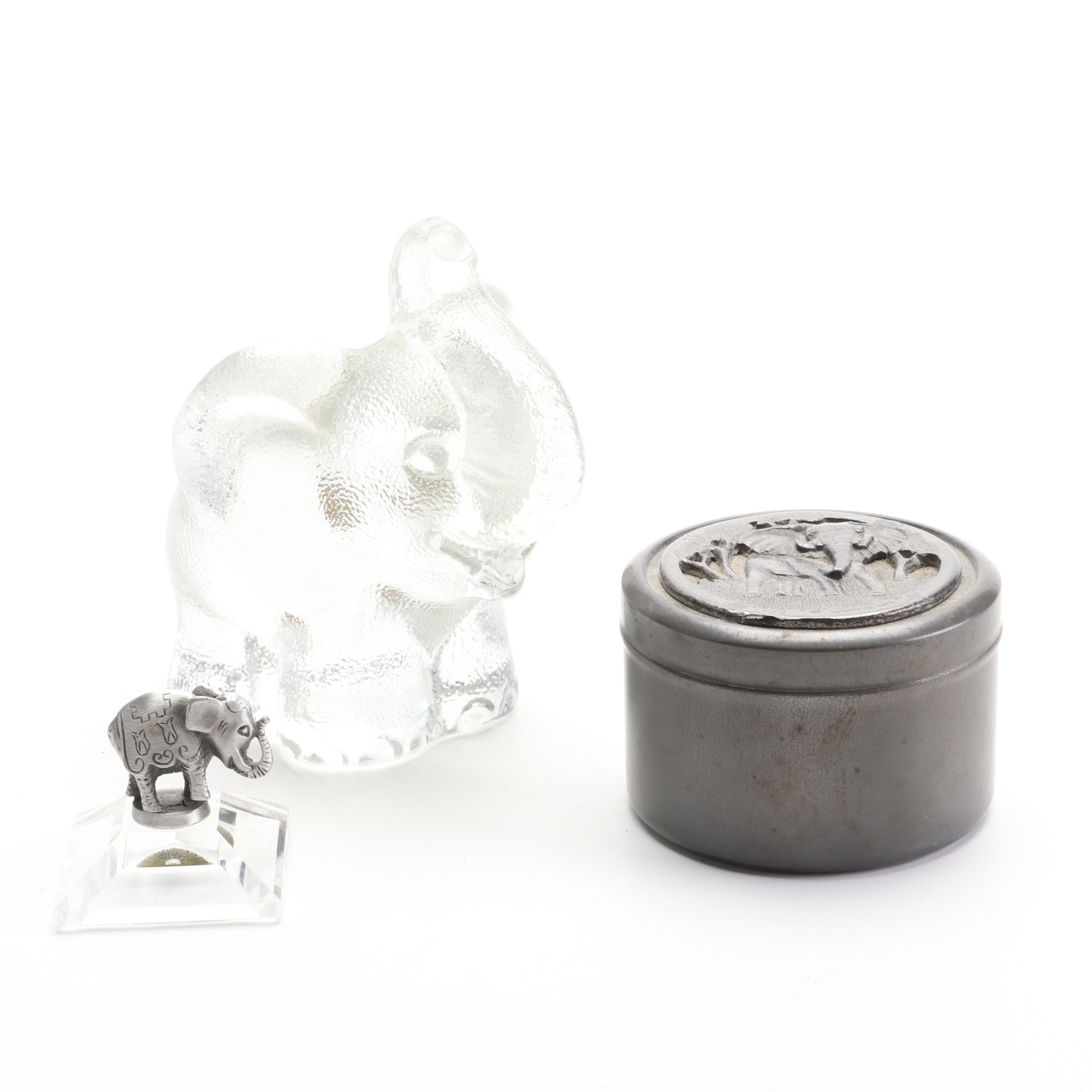 Goebel, Metzke, Russ Berrie and Other Elephant Figurines and Box