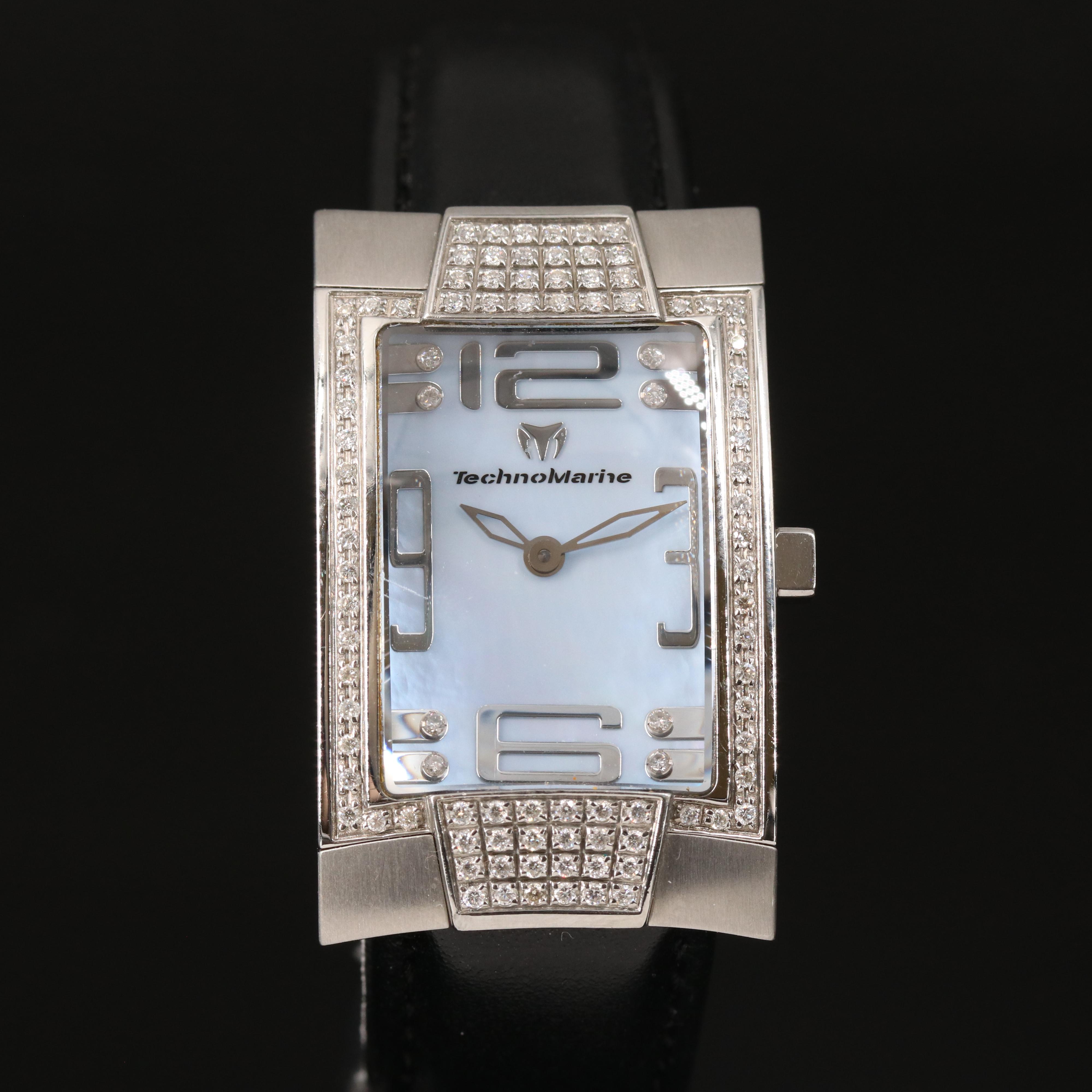 TechnoMarine Stainless Steel Mother-of-Pearl, Diamond Dial and Case Watch