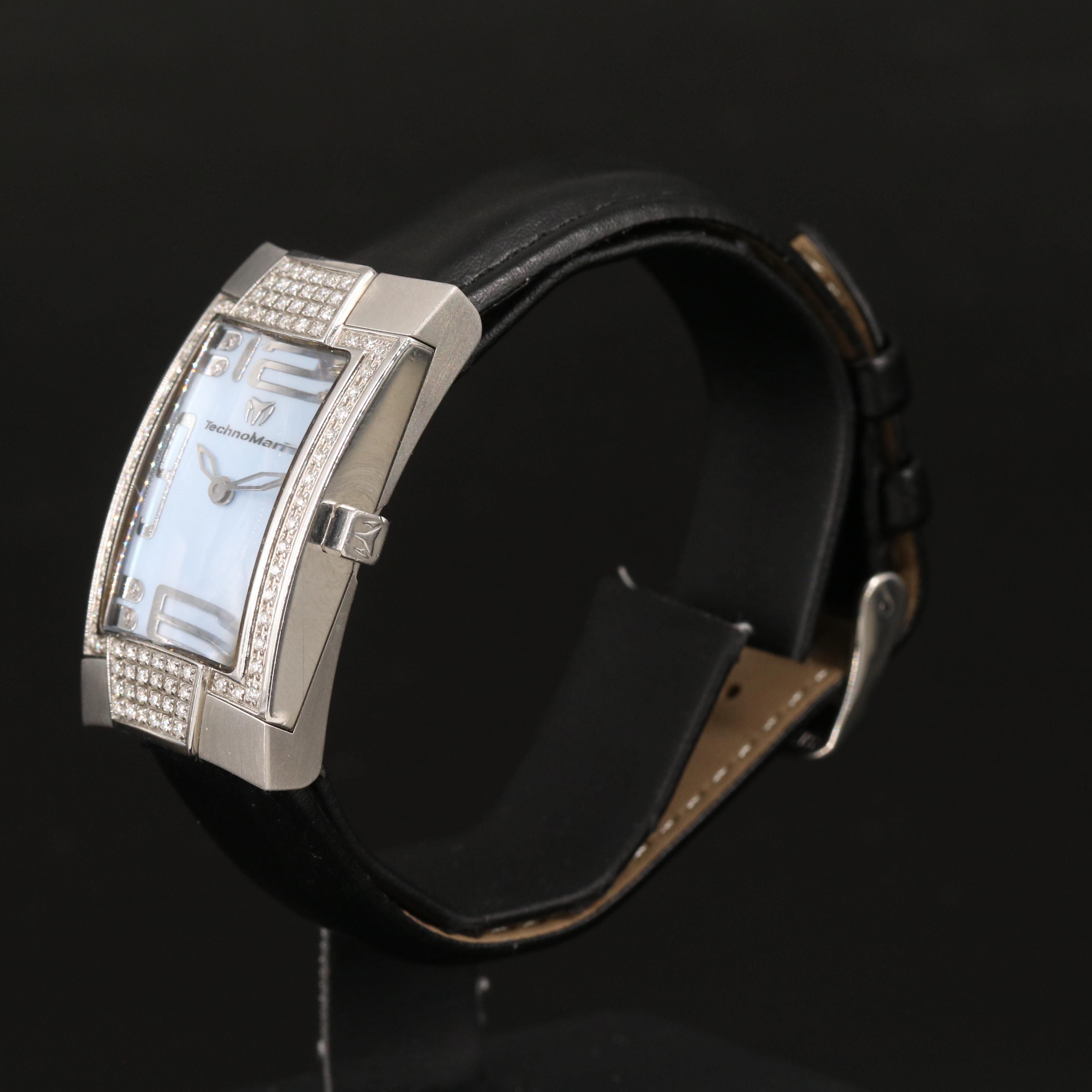 TechnoMarine Stainless Steel Mother-of-Pearl, Diamond Dial and Case Watch