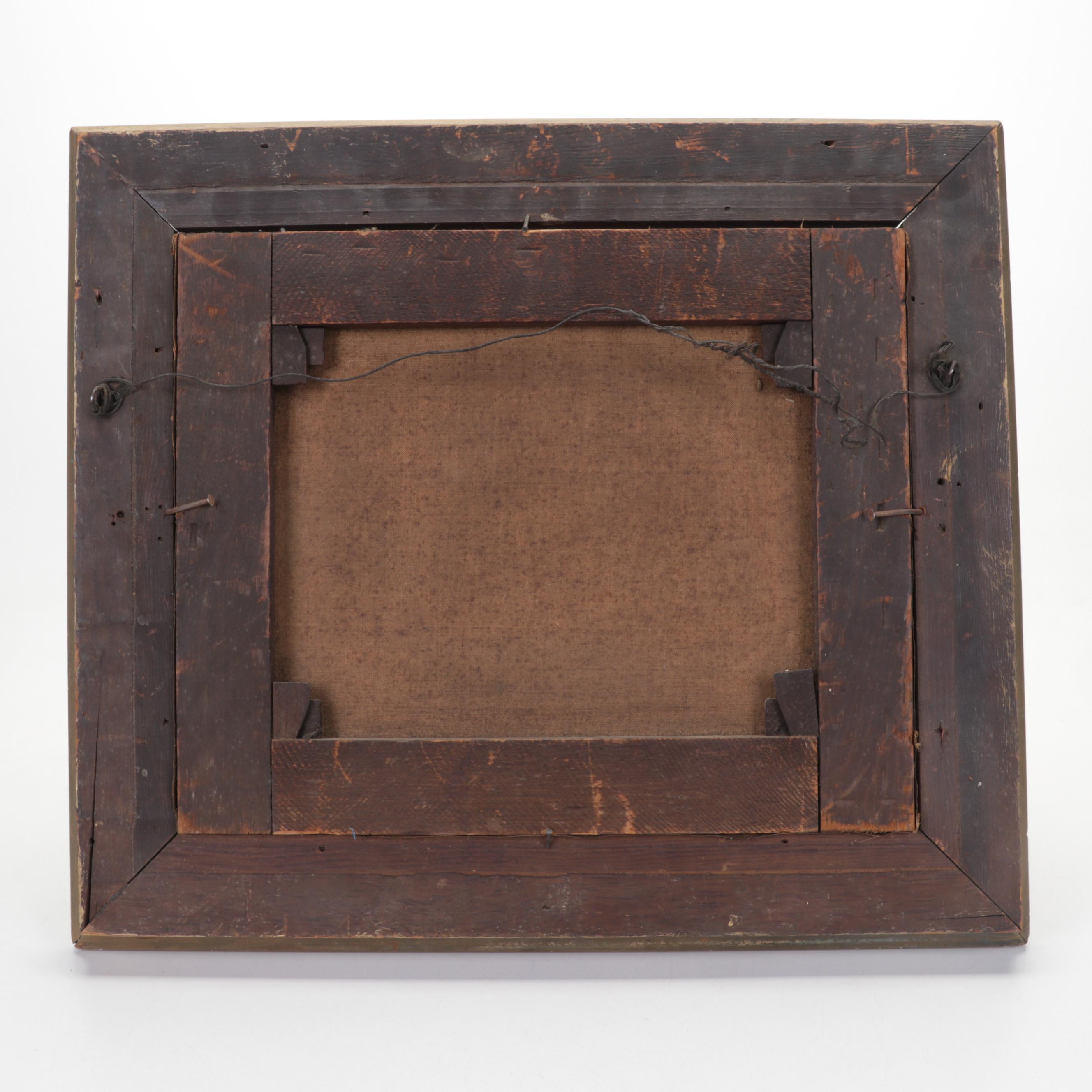 European Village Canal and Stone Bridge Oil Painting, Late 19th Century