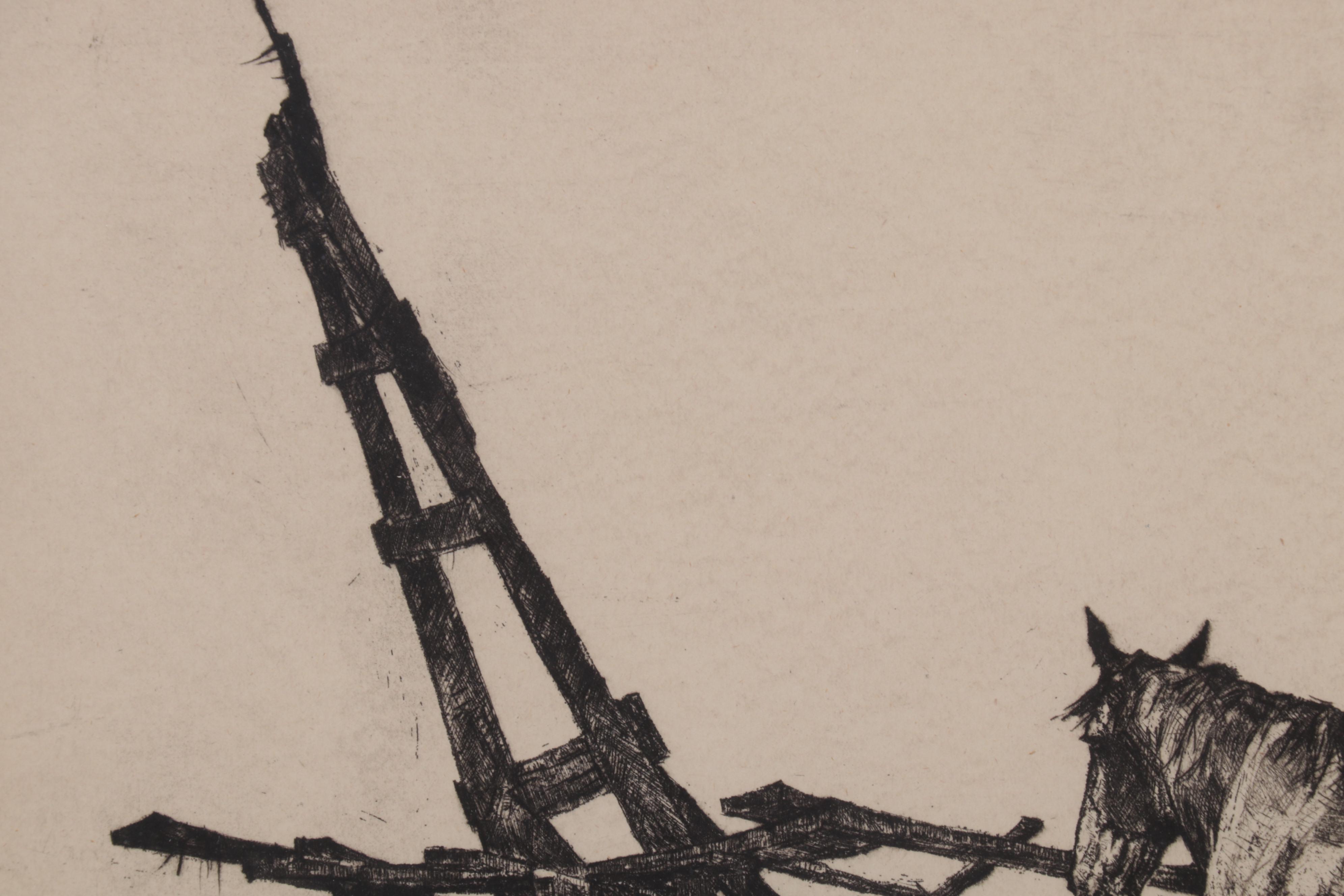 Leslie Cope Etching "The Hilltop," 1948