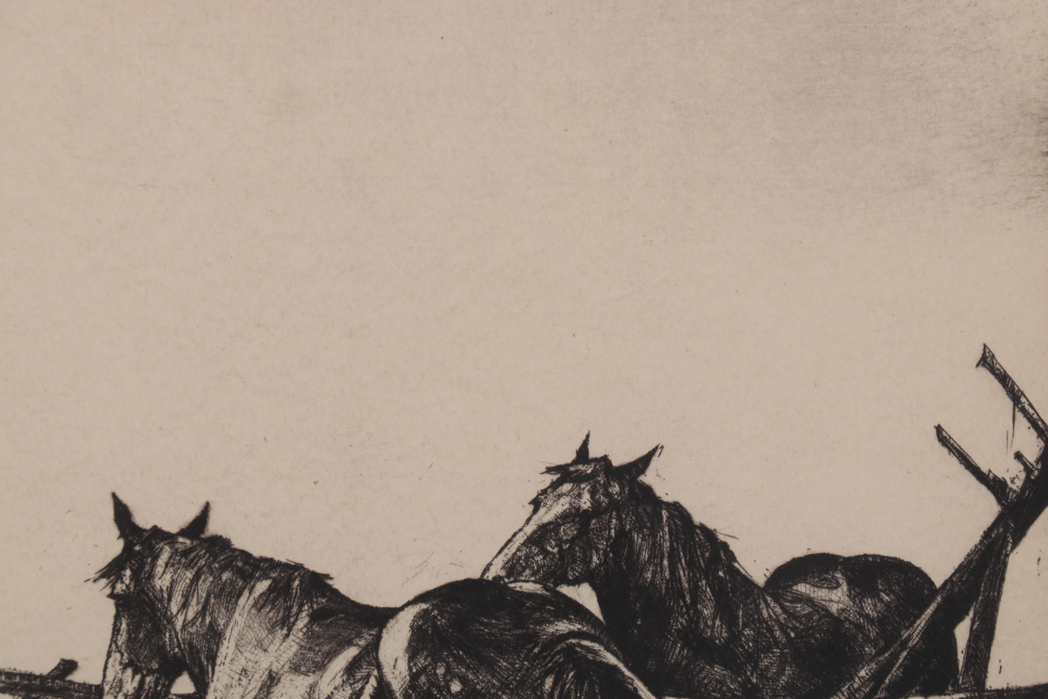 Leslie Cope Etching "The Hilltop," 1948