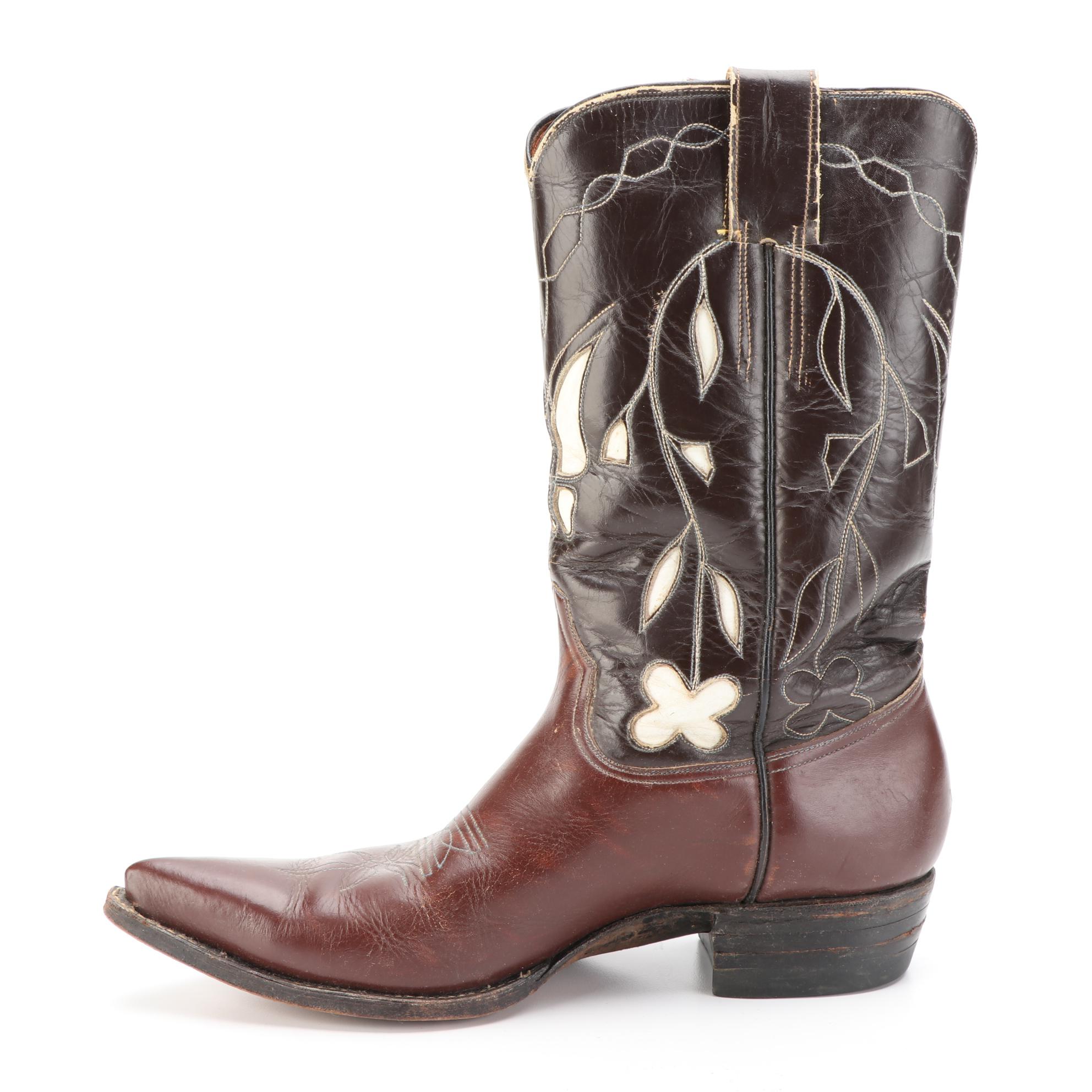 Martinez Boots Leather Western Boots with Cut-Out and Stitched Detailing