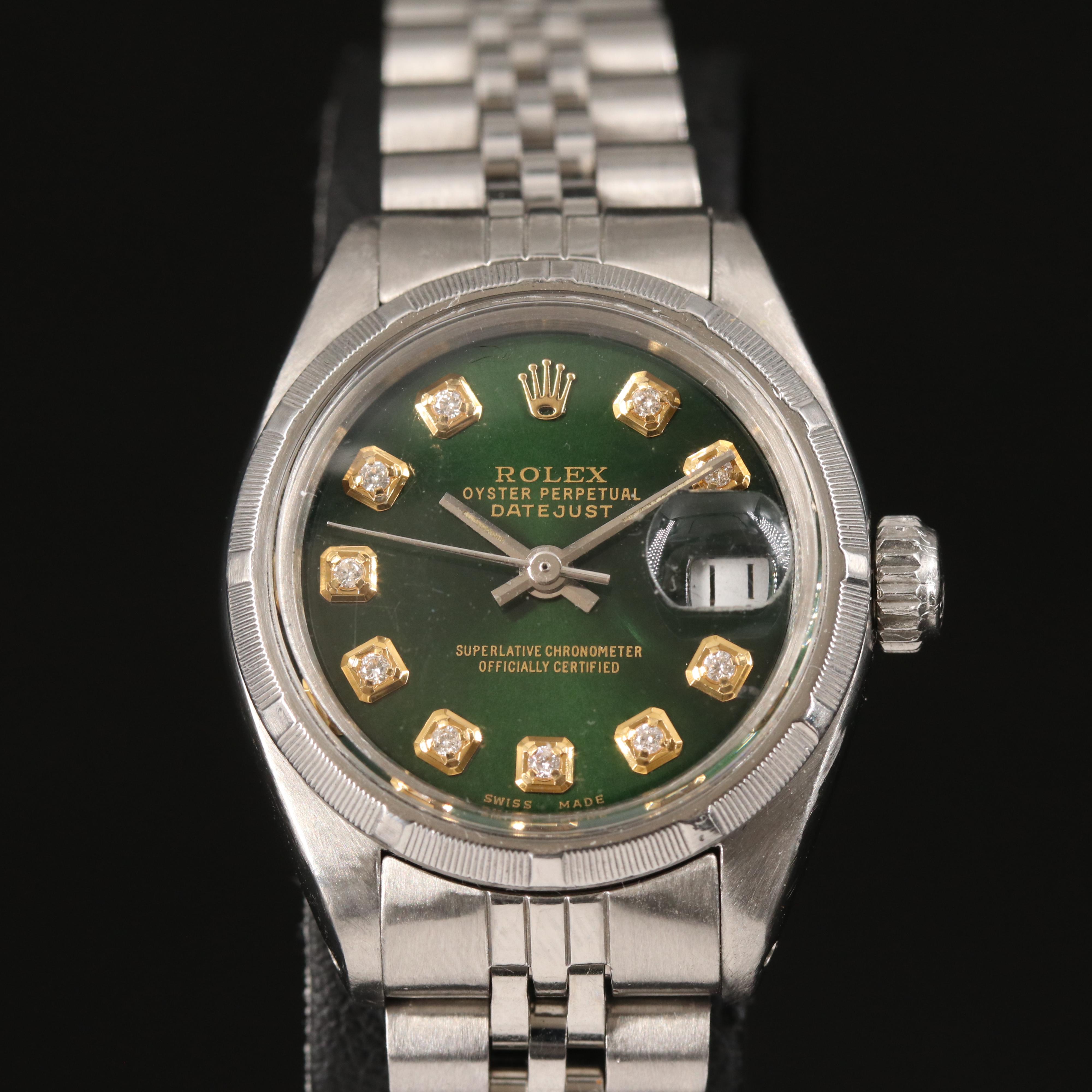 1974 Rolex Date Watch with a Diamond Datejust Dial