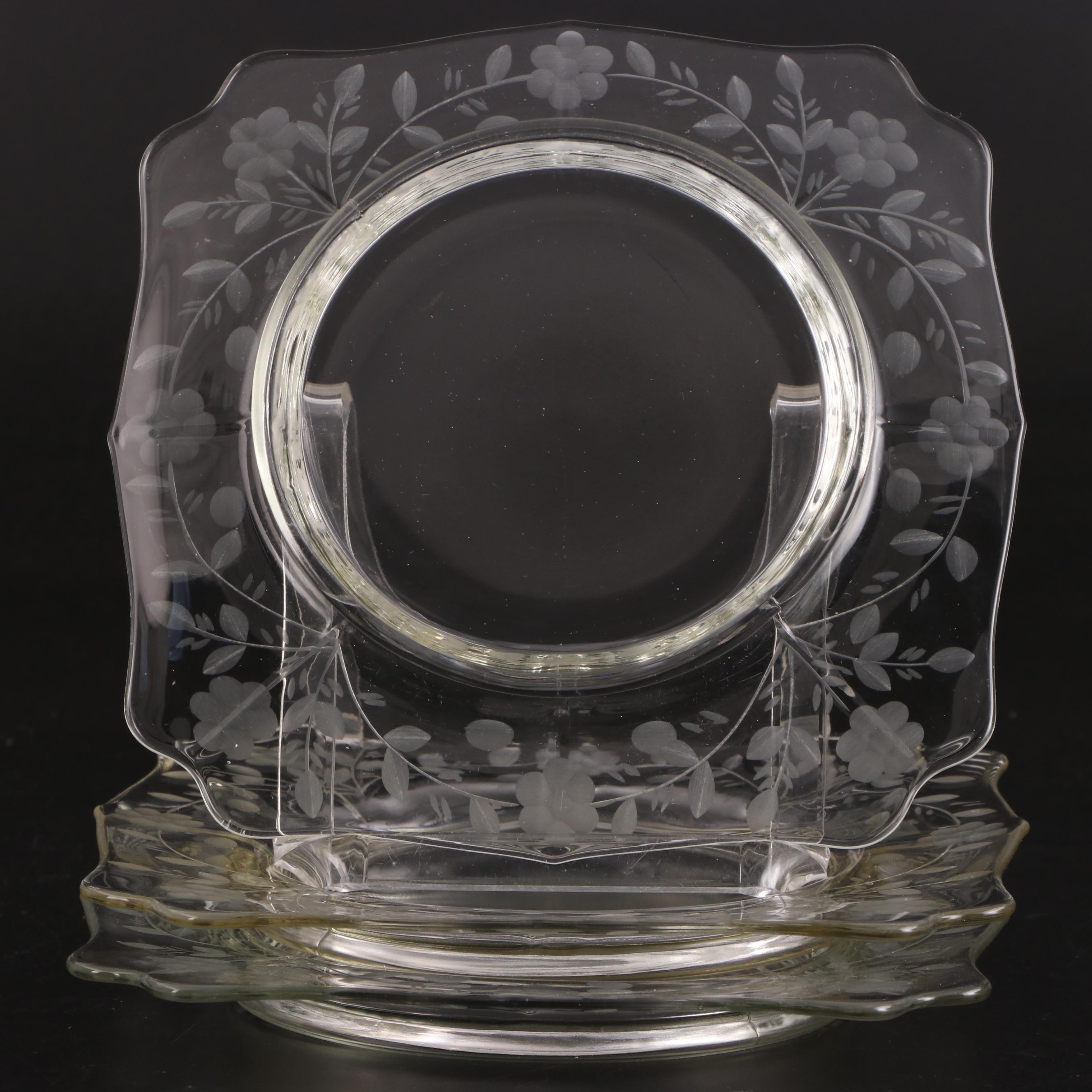 Rock Sharpe and Other Glass Salad Plates, Water Goblets, Serving Bow and More