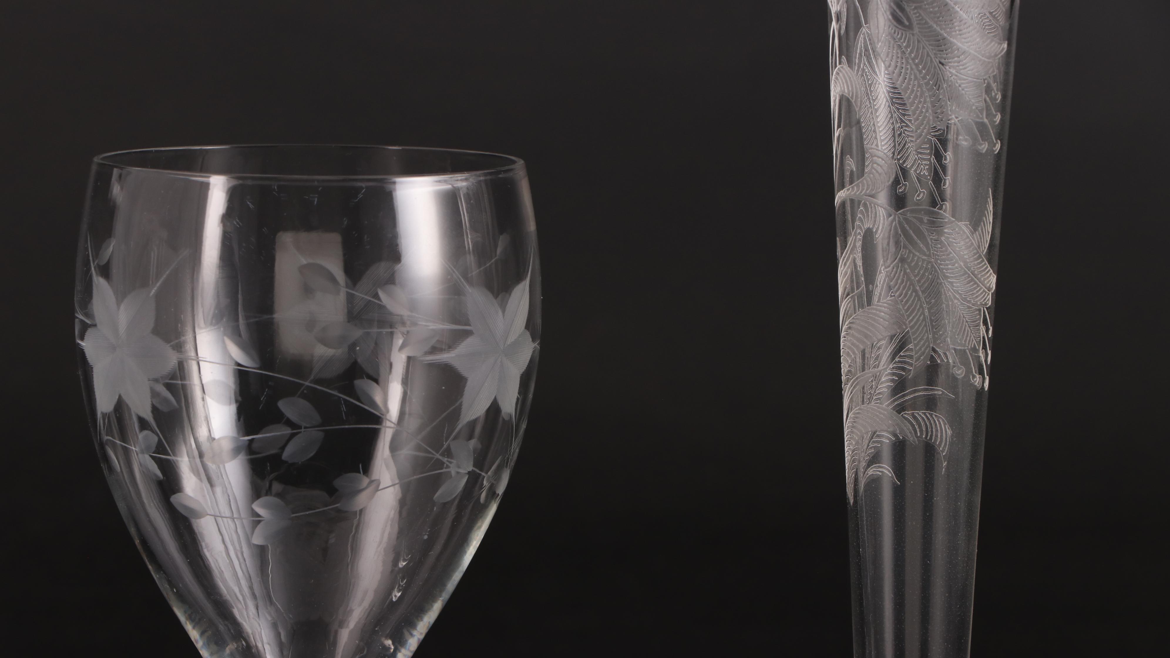 Rock Sharpe and Other Glass Salad Plates, Water Goblets, Serving Bow and More