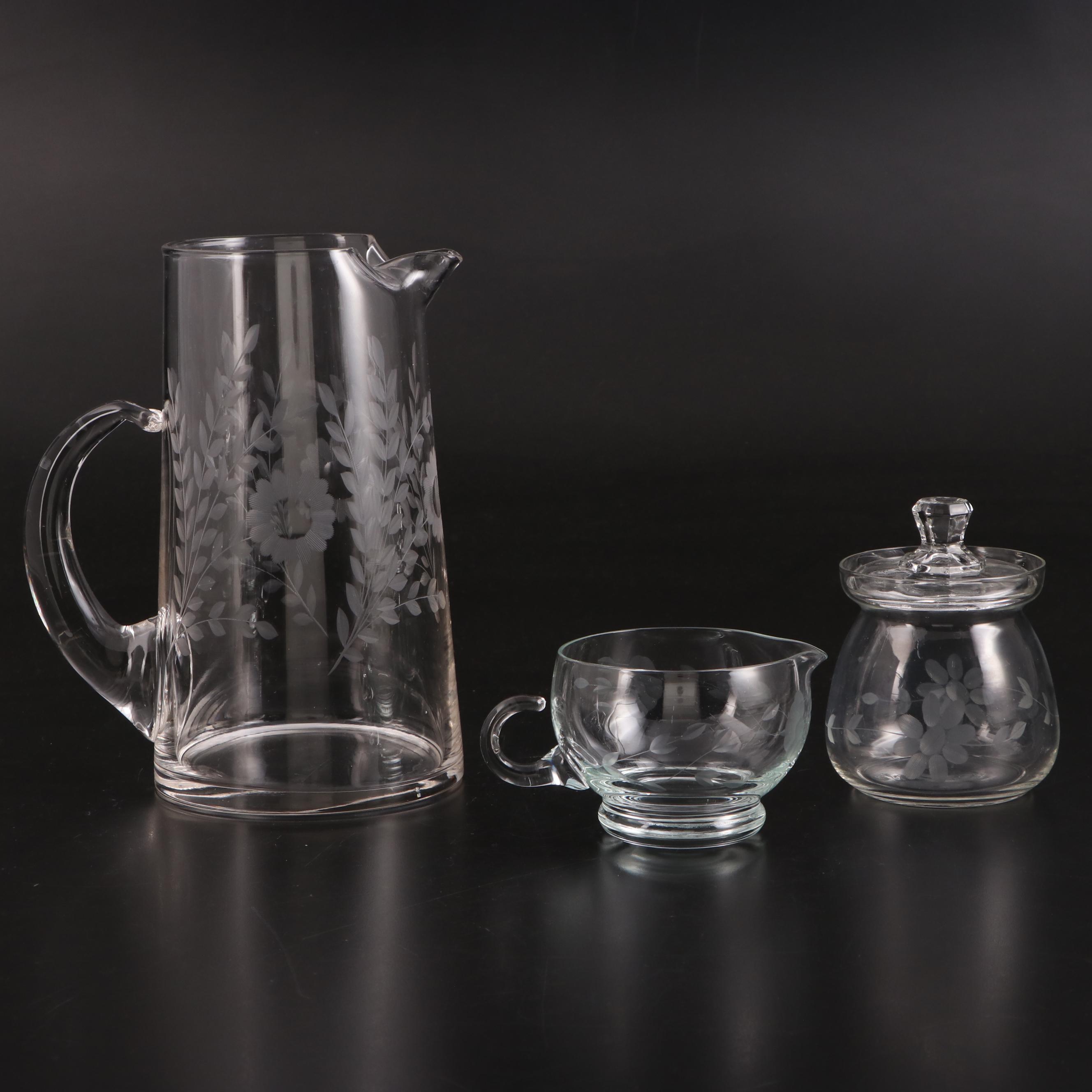 Rock Sharpe and Other Glass Salad Plates, Water Goblets, Serving Bow and More