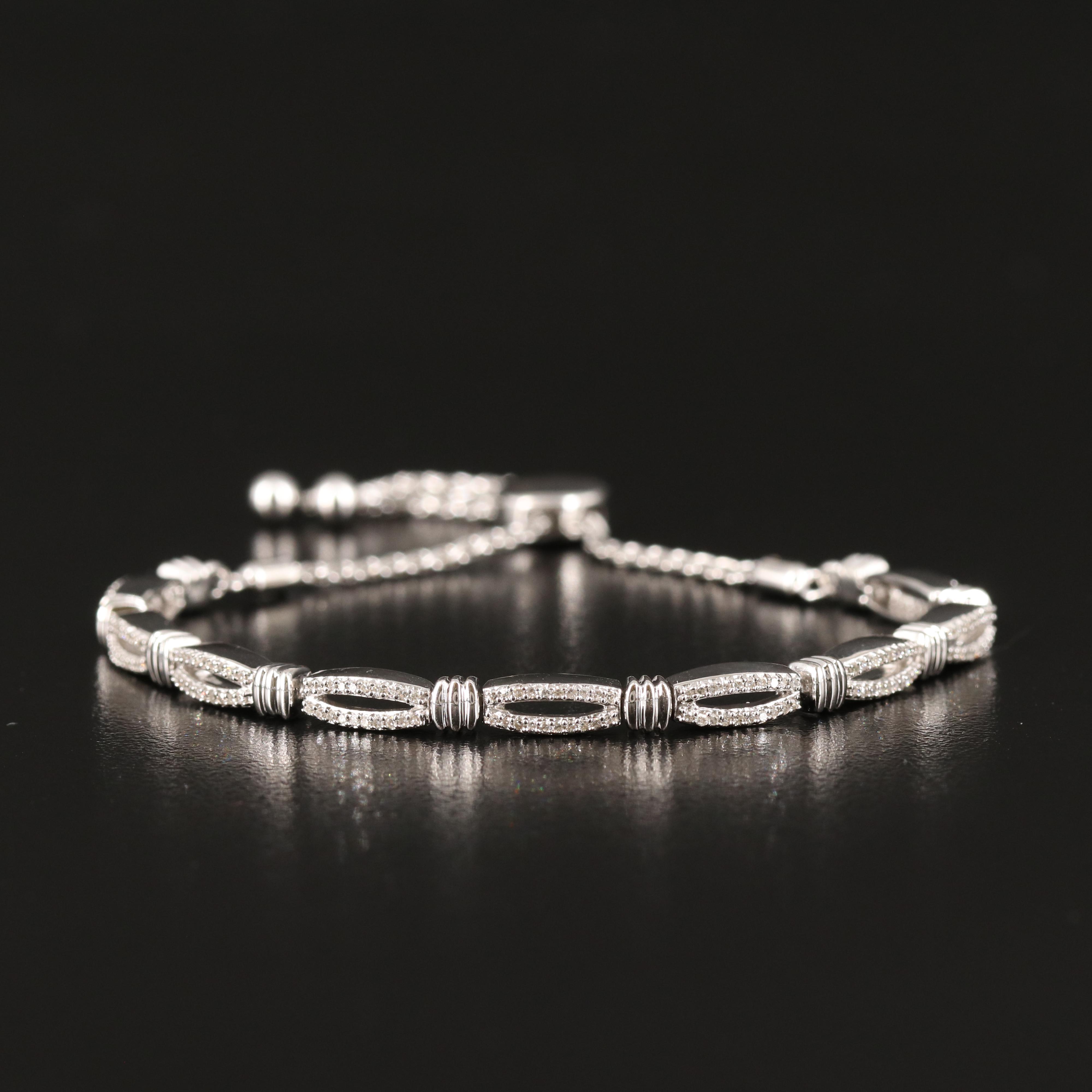 Sterling Diamond Bolo Bracelet