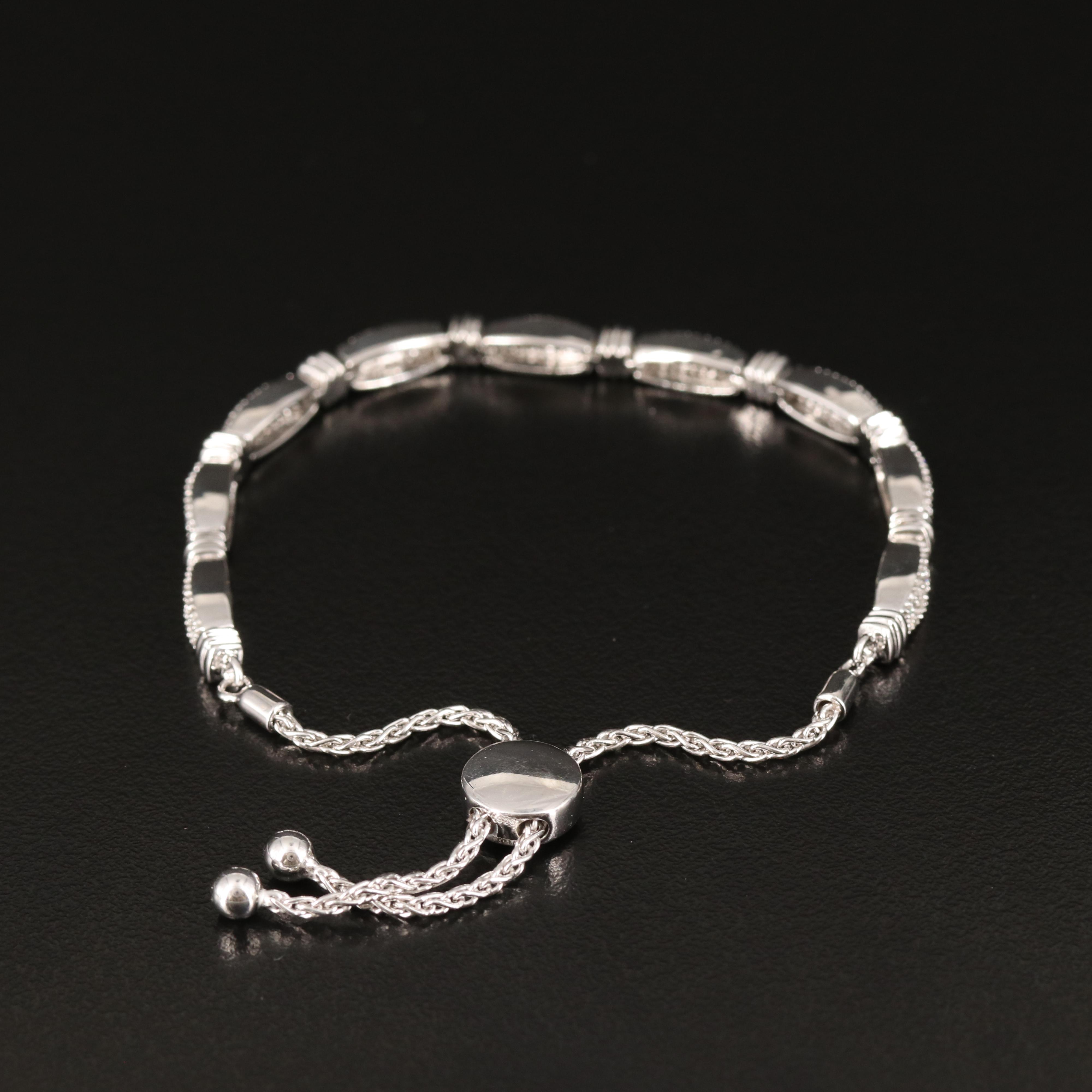 Sterling Diamond Bolo Bracelet