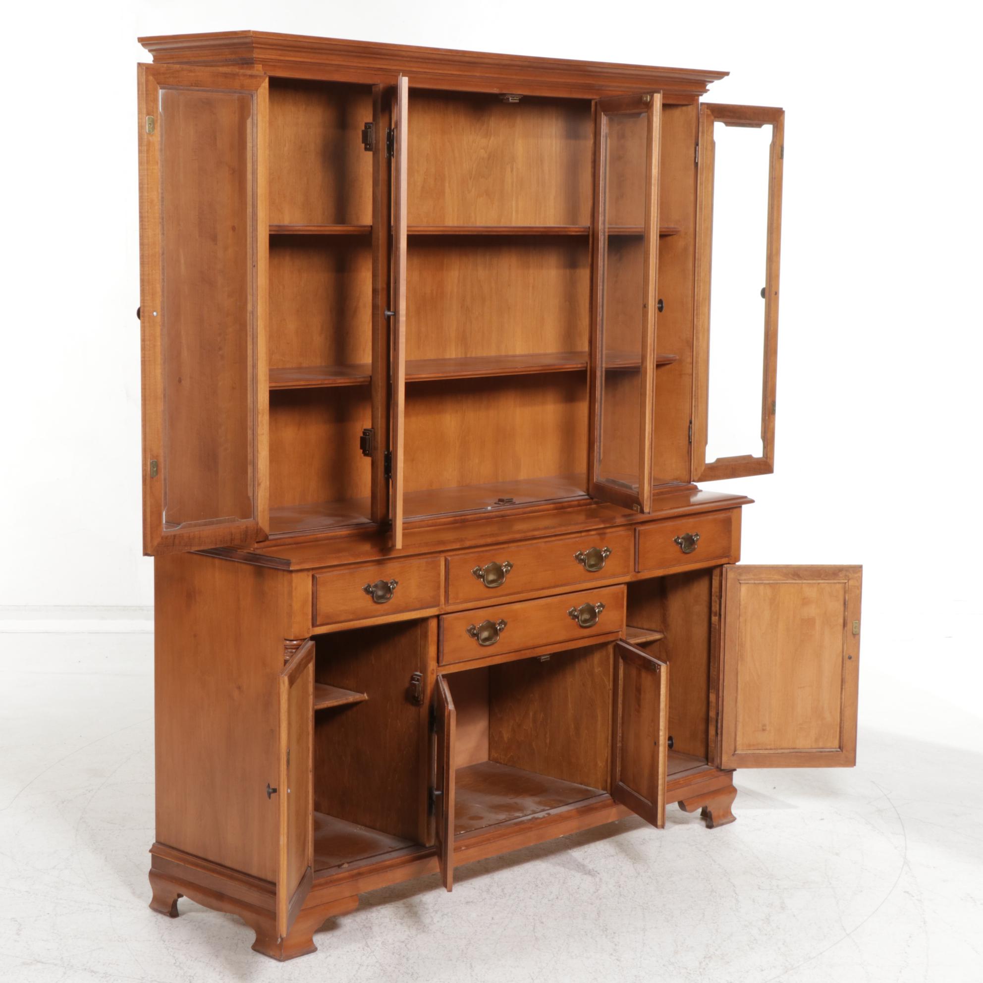 Tell City "Young Republic" Maple Sideboard with China Hutch, Mid to Late 20th C.