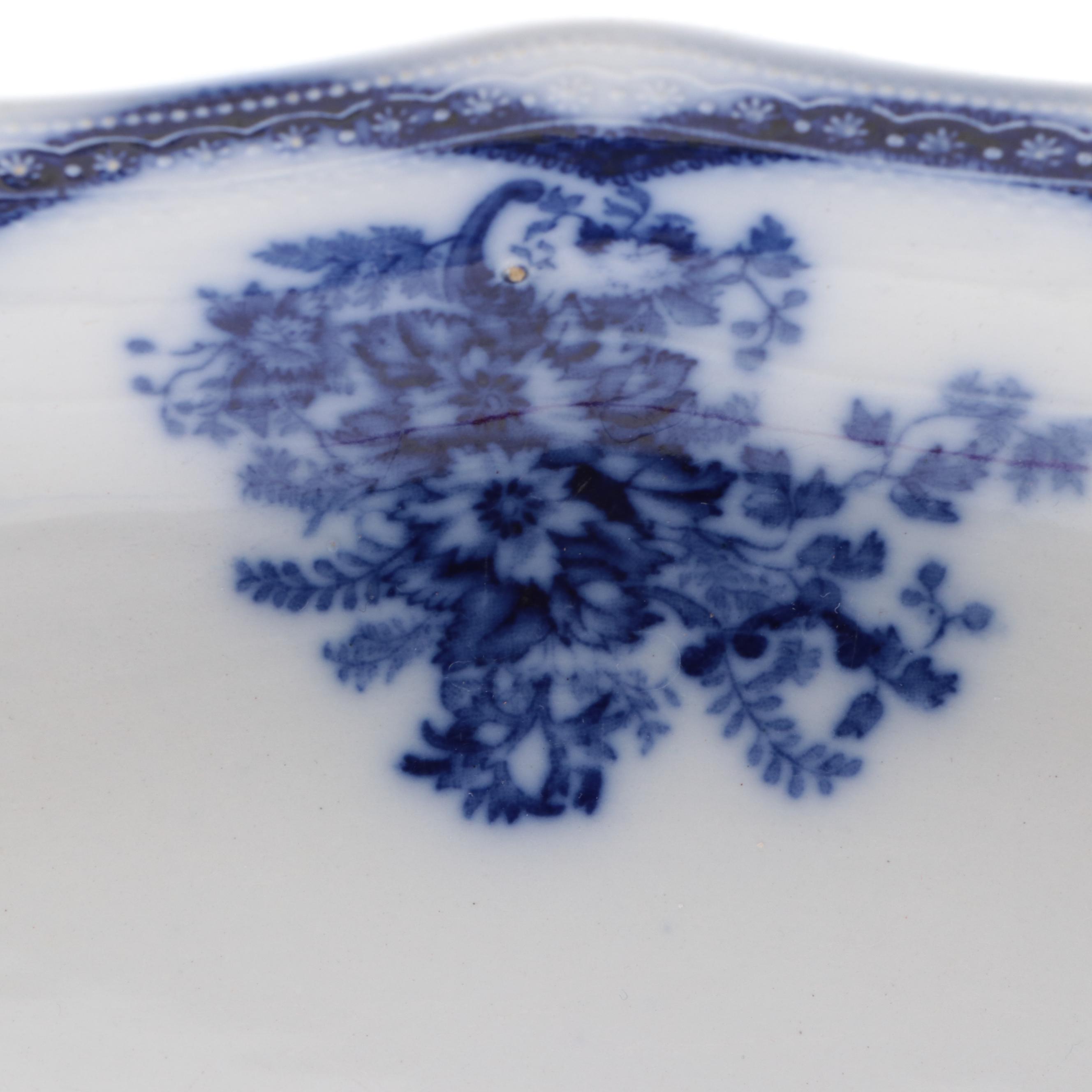 New Wharf Pottery "Astoria" Flow Blue Platter, Late 19th/ Early 20th Century