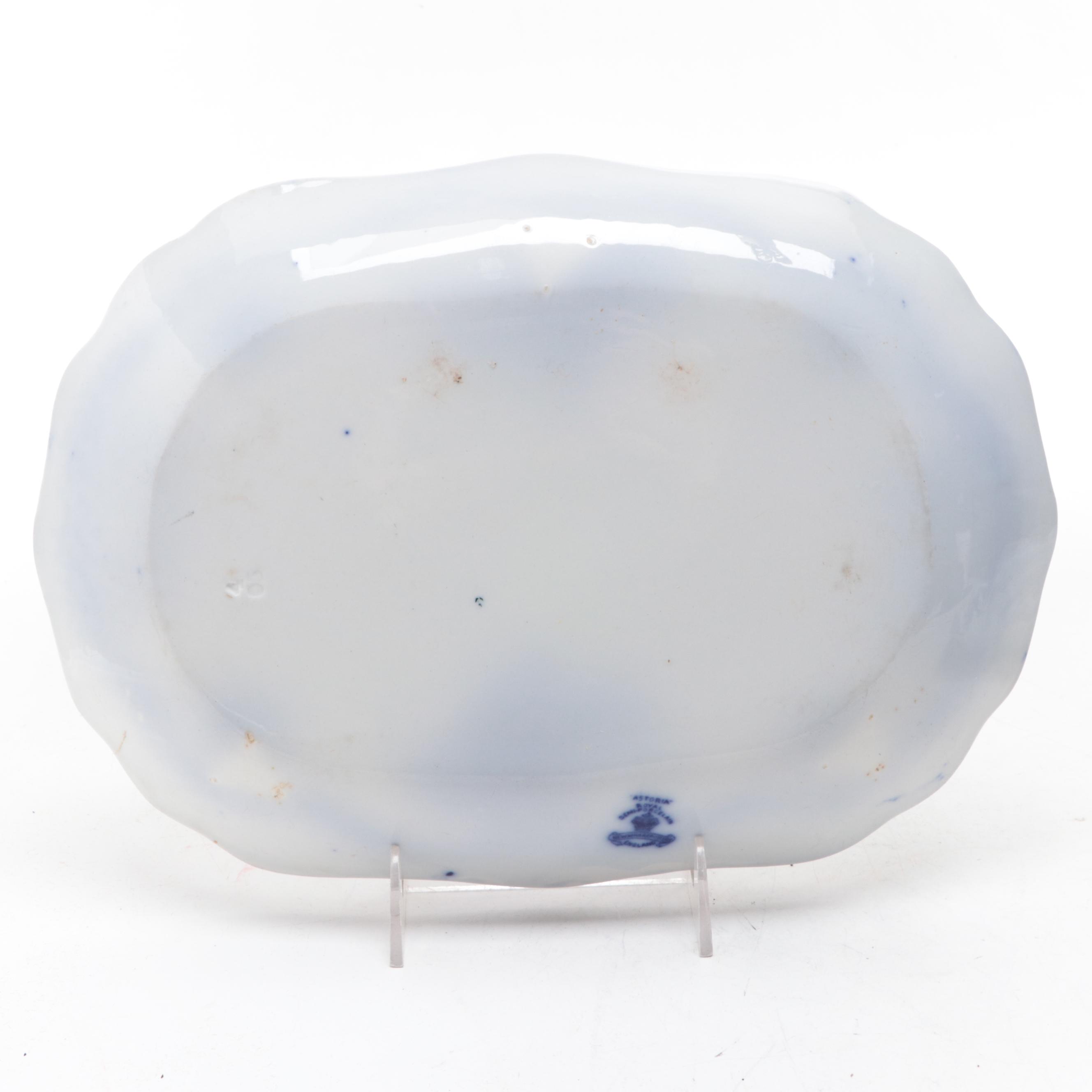 New Wharf Pottery "Astoria" Flow Blue Platter, Late 19th/ Early 20th Century