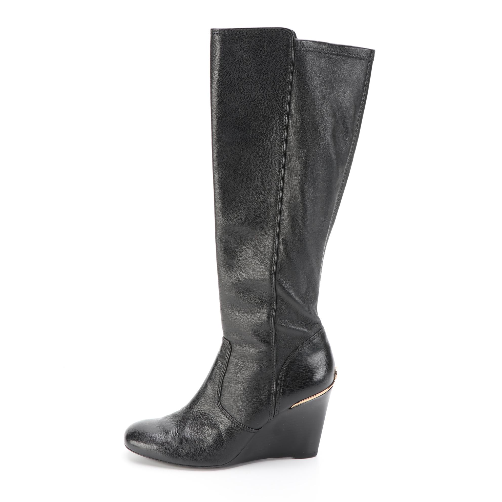 Tory Burch Hendin Leather Wedge Boots with Box