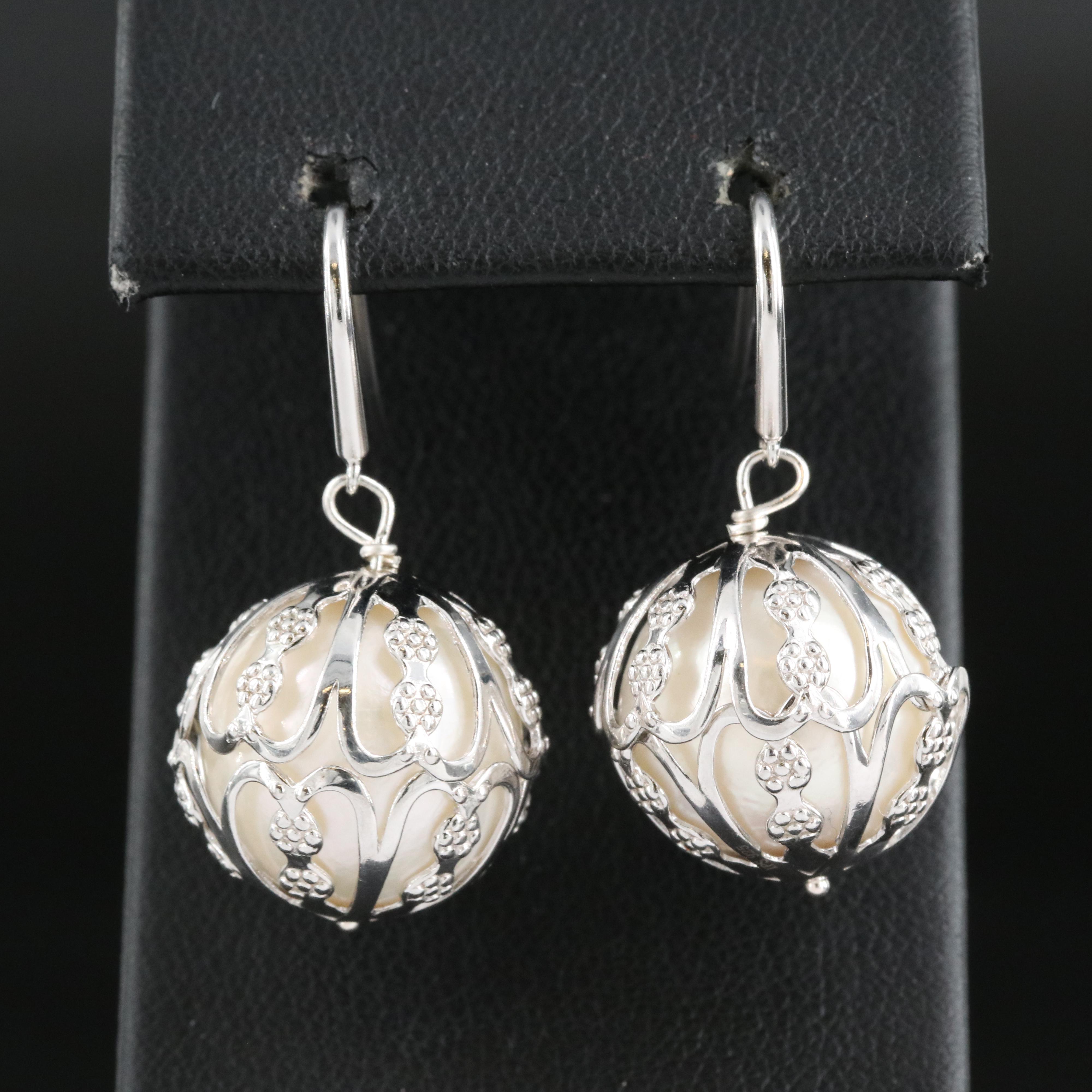 Sterling Pearl Earrings
