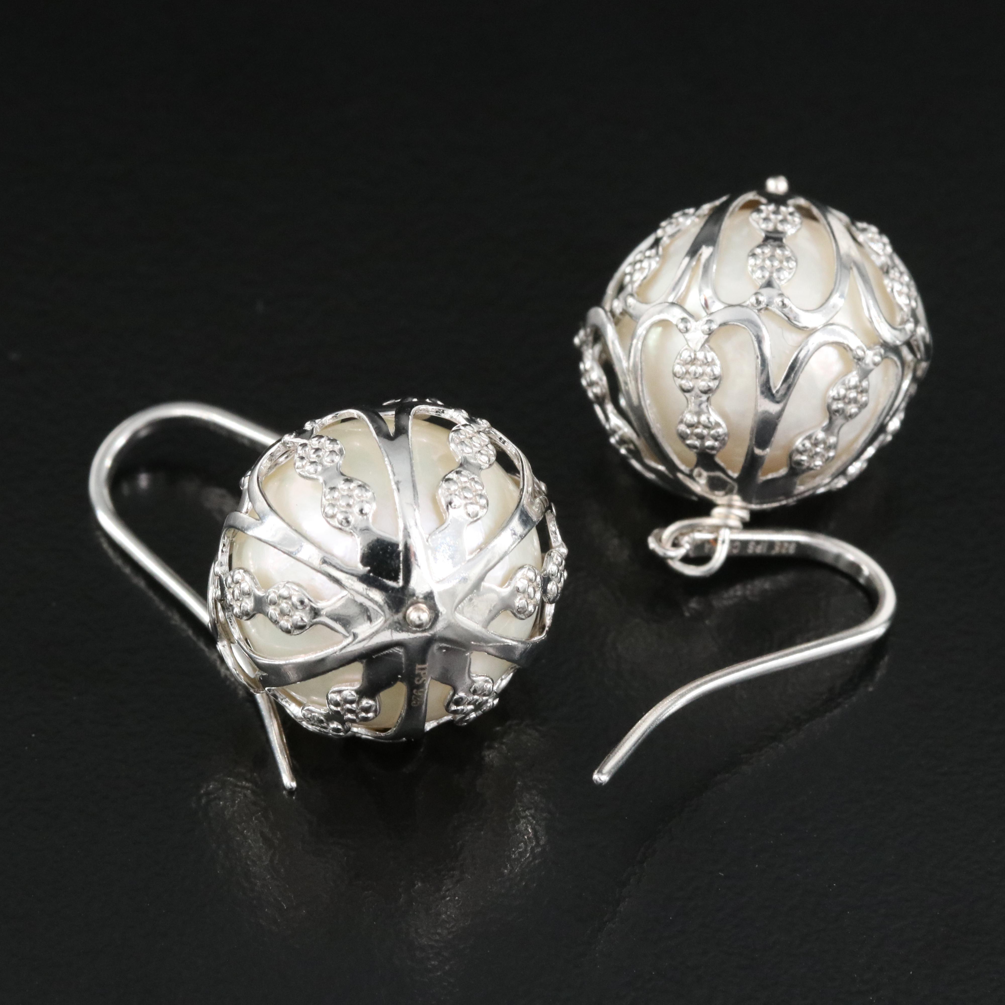 Sterling Pearl Earrings